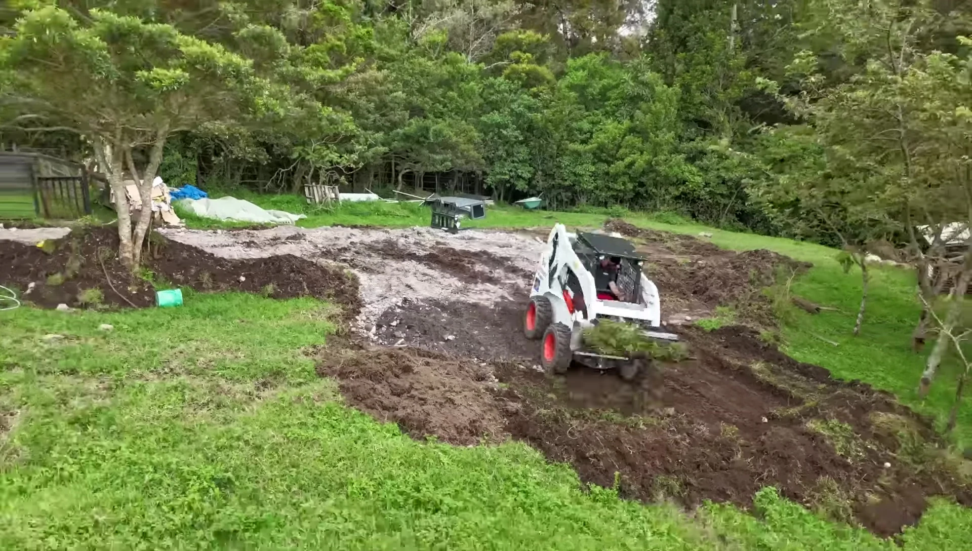 Working on the steep incline of the road