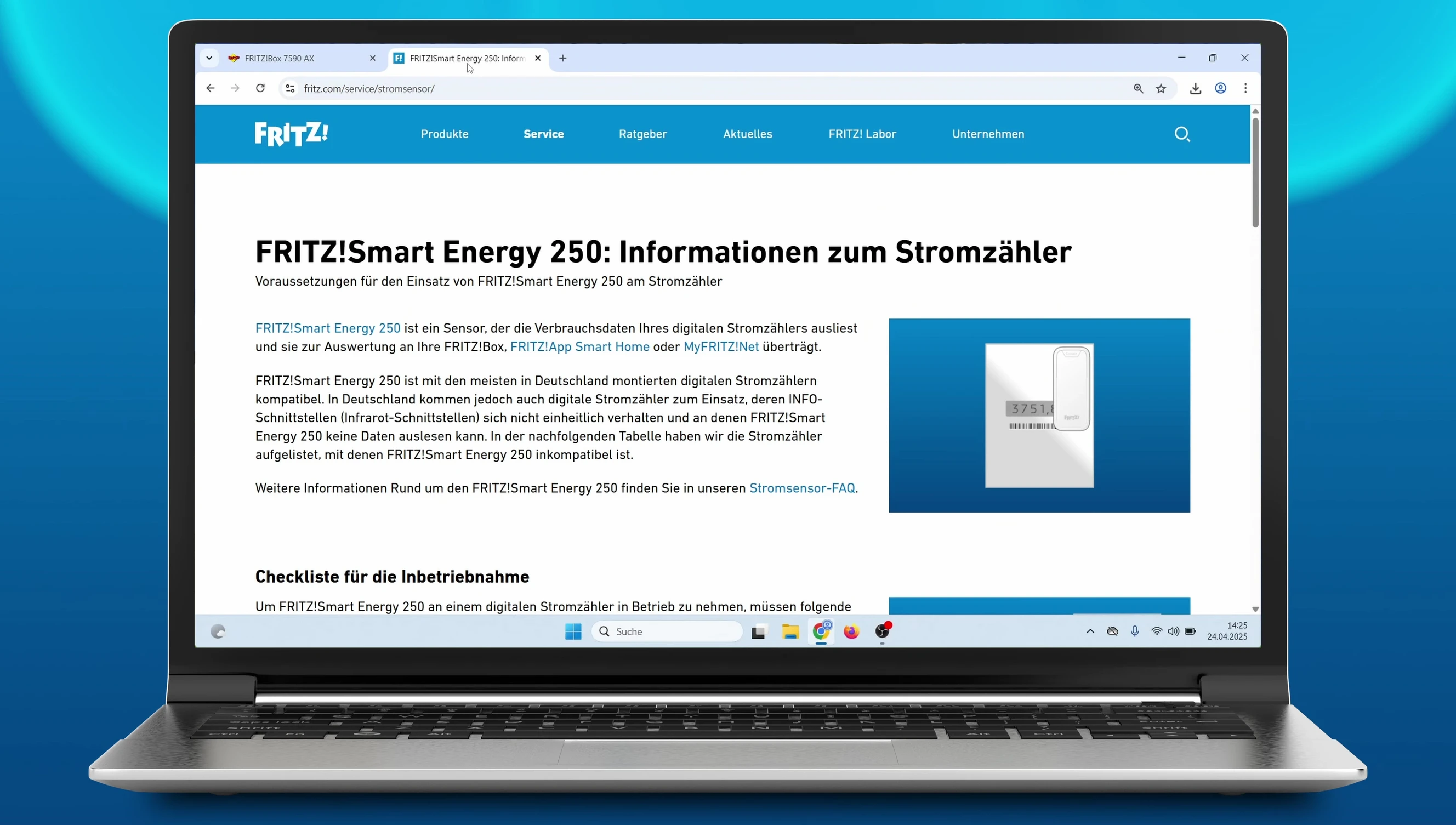 Screenshot showing the fritz.com website