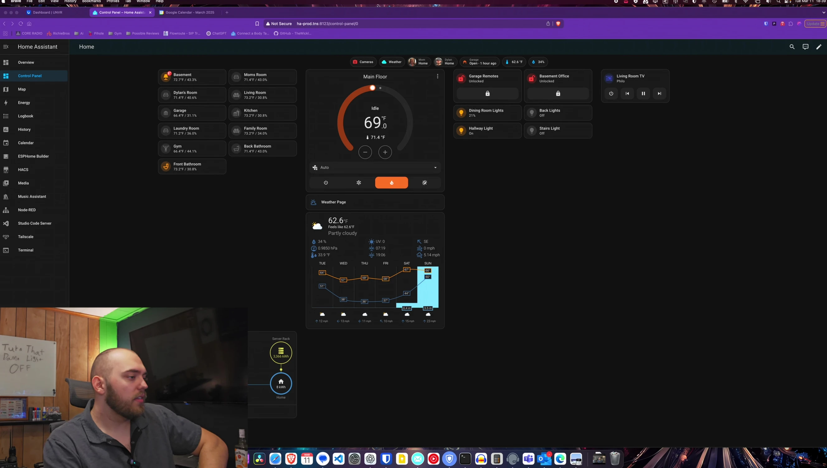 Home Assistant dashboard showing energy data