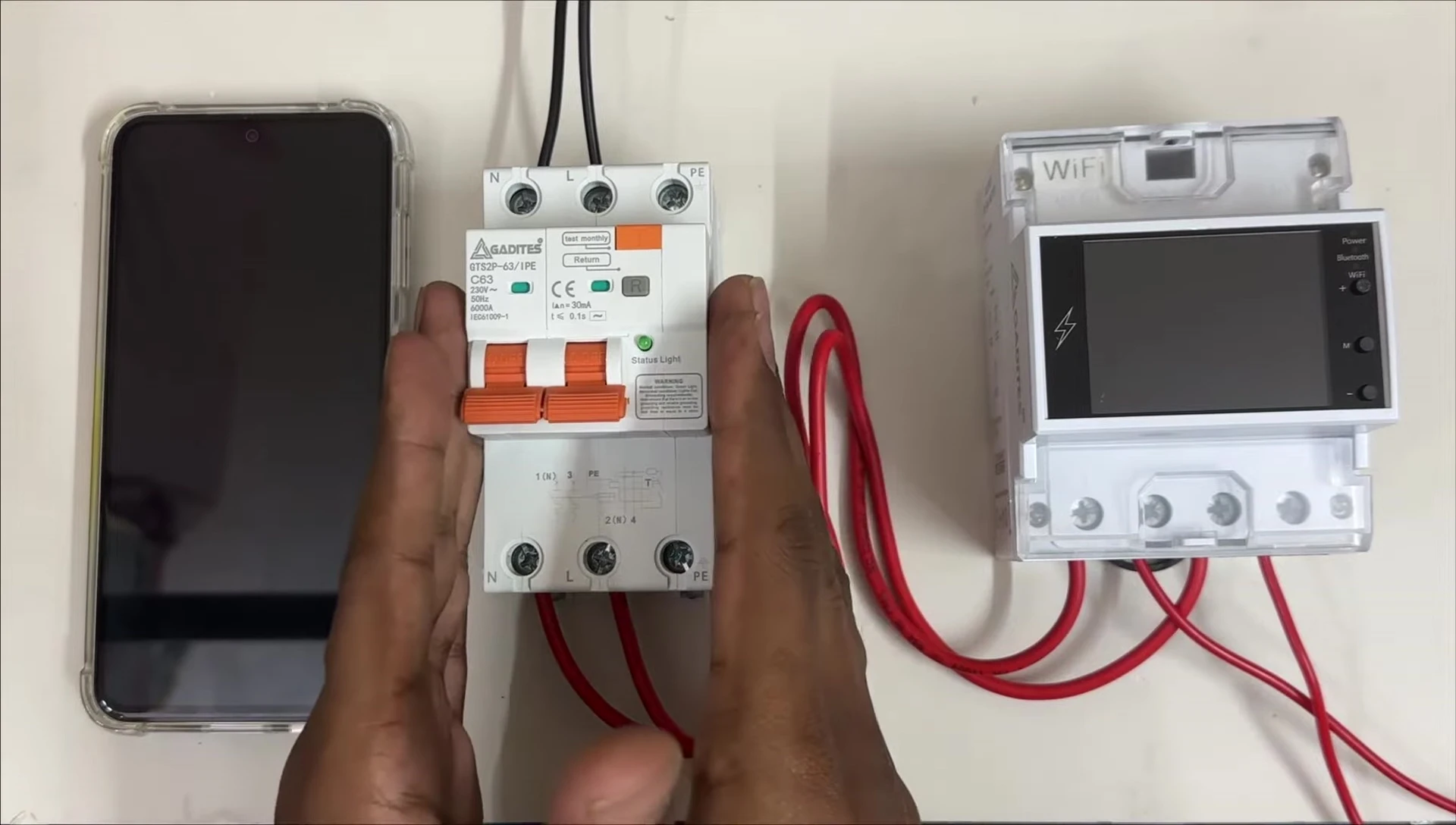 Diagram showing the correct wiring procedure from EB meter to the device.