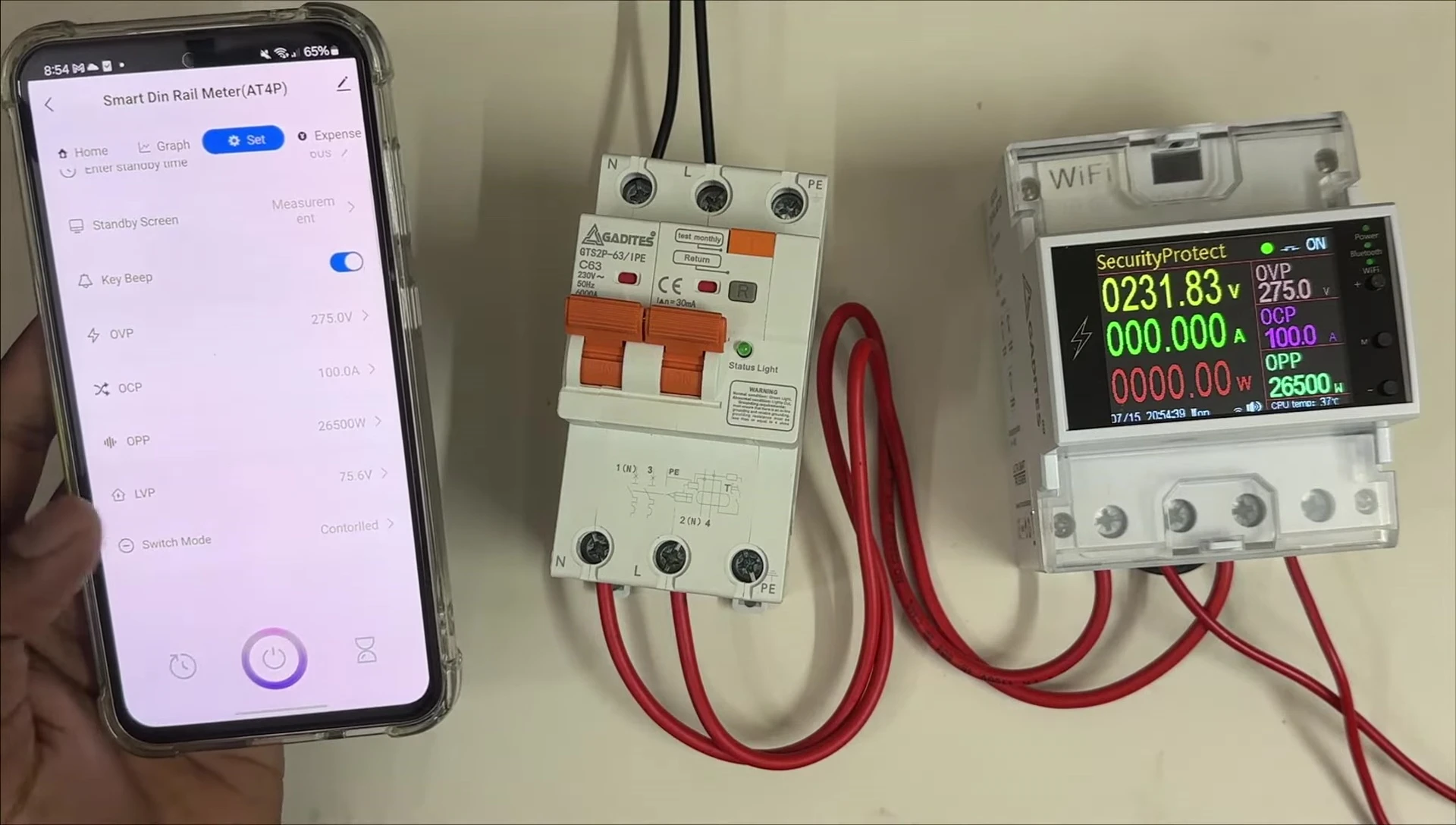 Screenshot of the app showing switch mode settings.
