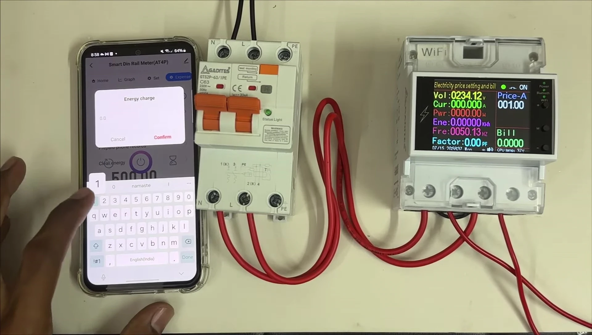 Screenshot of the app showing the prepaid energy unit management.
