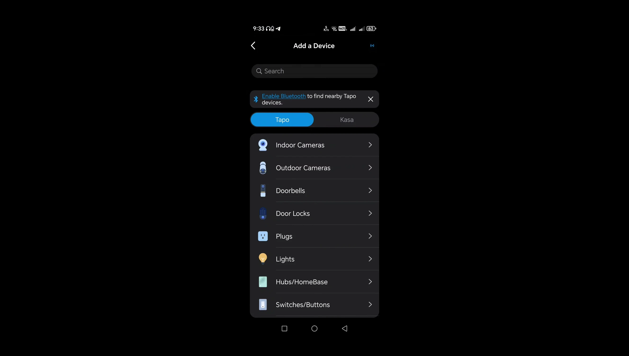 Adding a device through the app