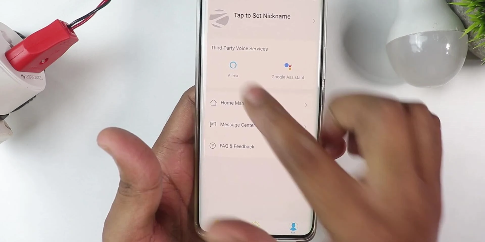 App screen displaying the Alexa integration option.