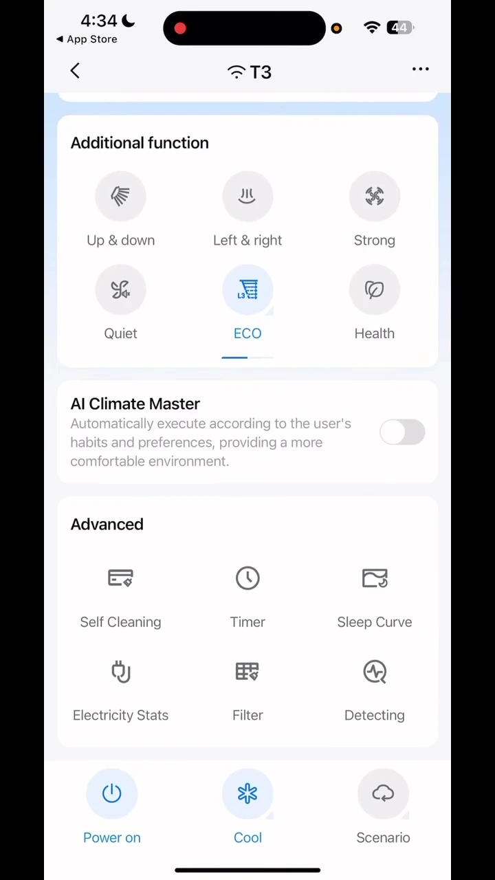 Screenshot demonstrating the app's timer feature, allowing users to set on/off times.