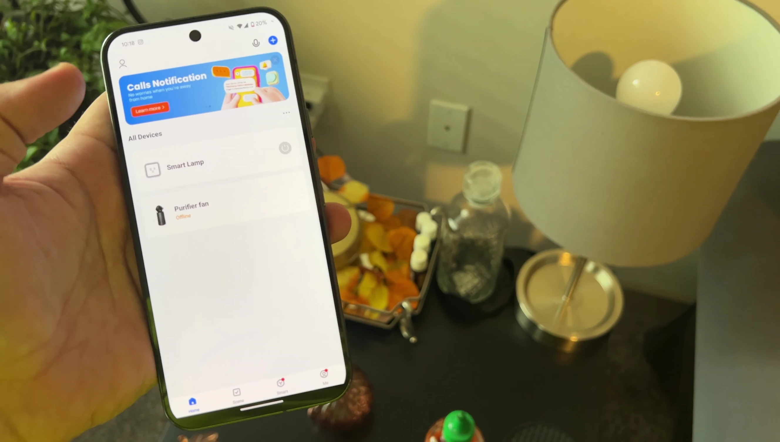 Screenshot of the app controlling the lamp connected to the smart plug