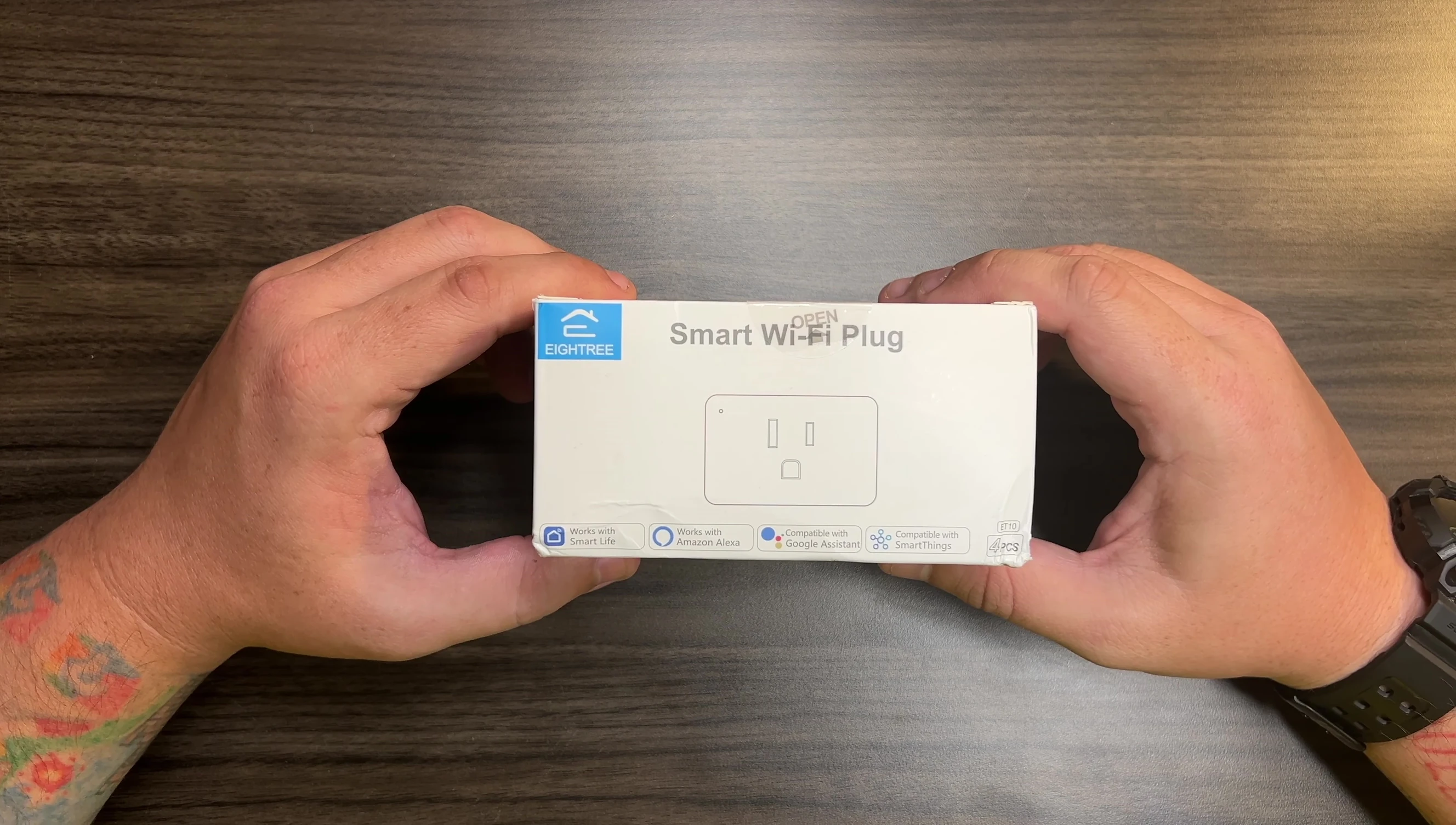Close-up of the EIGHTREE Smart Wi-Fi Plug packaging