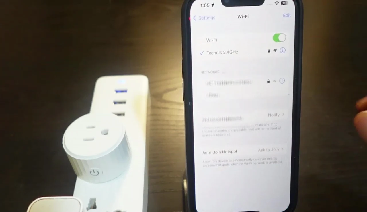 Smartphone's Wi-Fi settings showing the 2.4GHz network