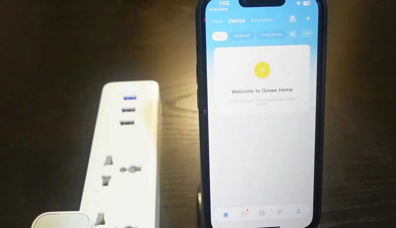 Smart plug plugged into a power outlet