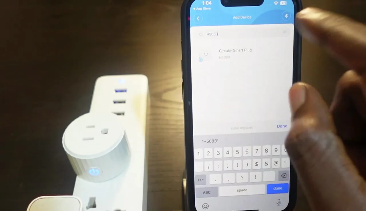 Selecting the Govee smart plug model in the app