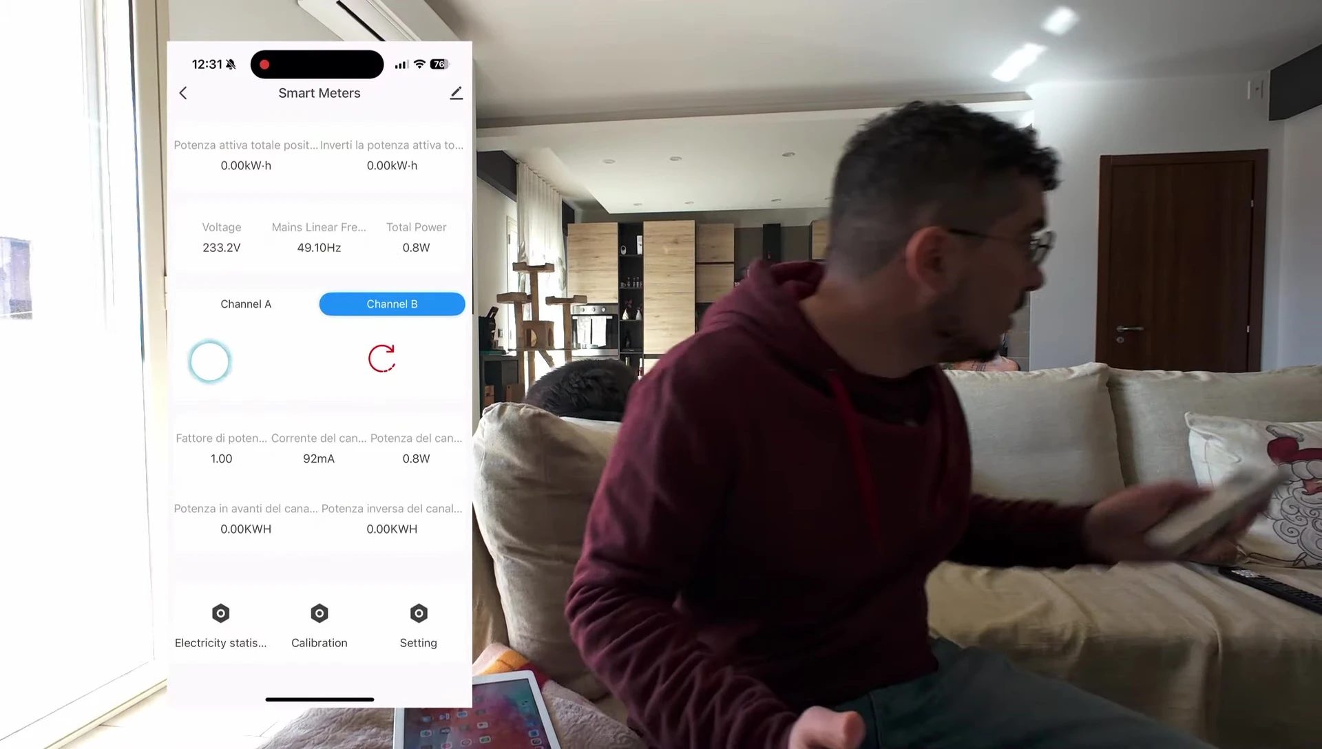 Screenshot of the Home Assistant interface showing the correct readings after the clamp repositioning.