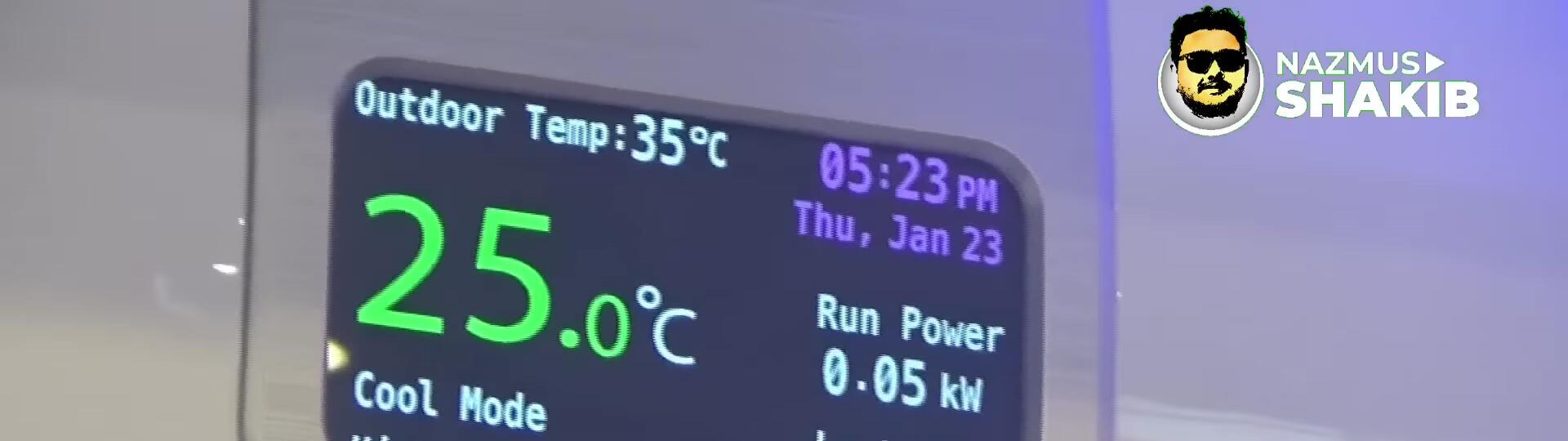 Close-up shot of the TFT display showing various information