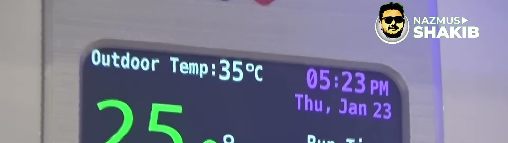 Screenshot of the display showing temperature and operating mode