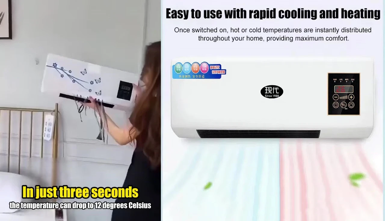 A person plugging in the air conditioner, showcasing its easy installation.