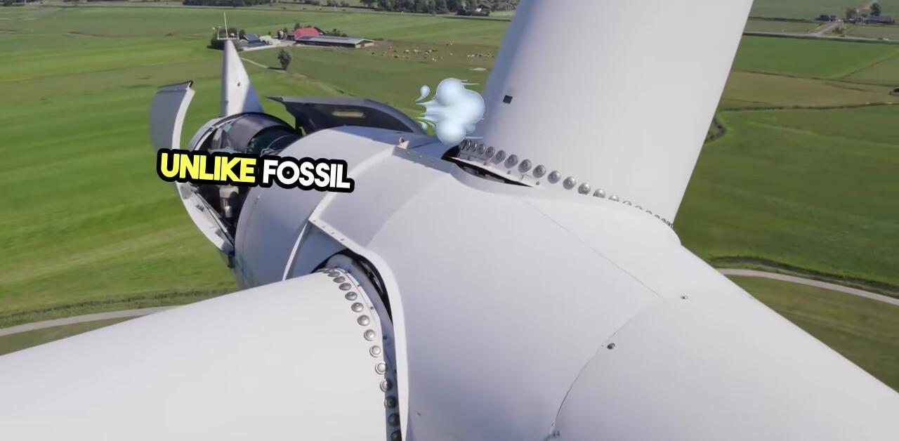 Wind energy doesn't deplete like fossil fuels