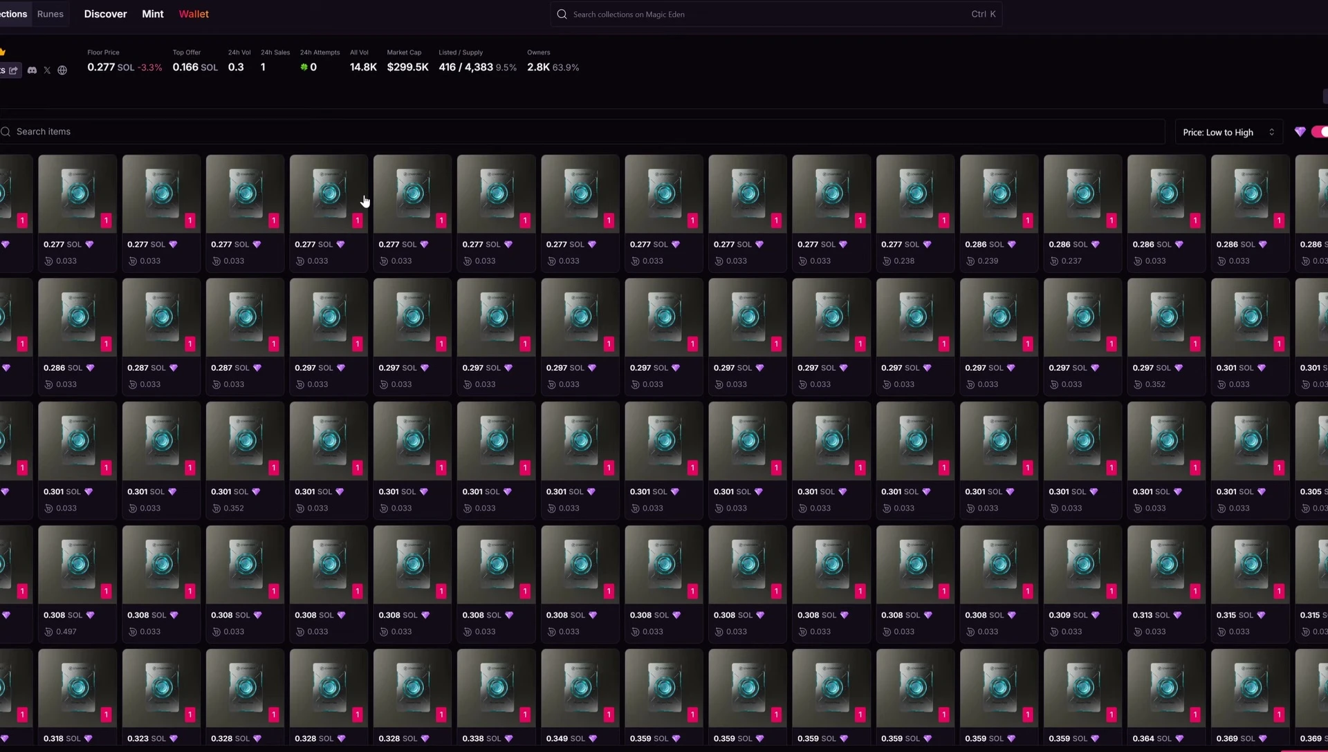 Screenshot of the NFT details and price
