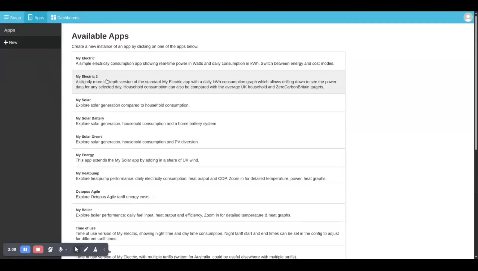 MyElectric2 app interface.
