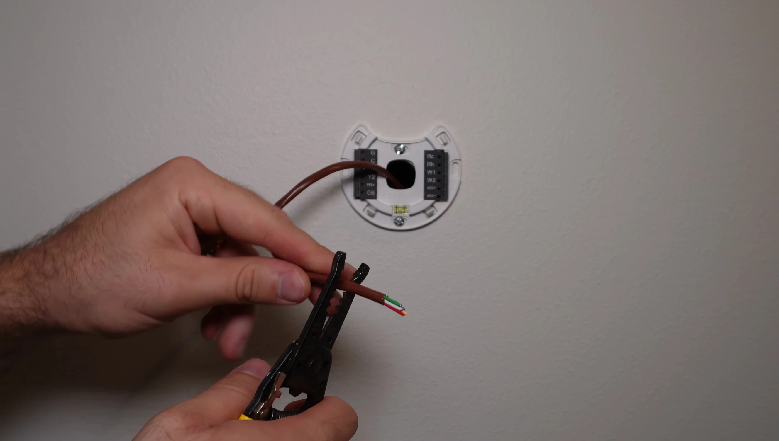 Stripping the thermostat wire
