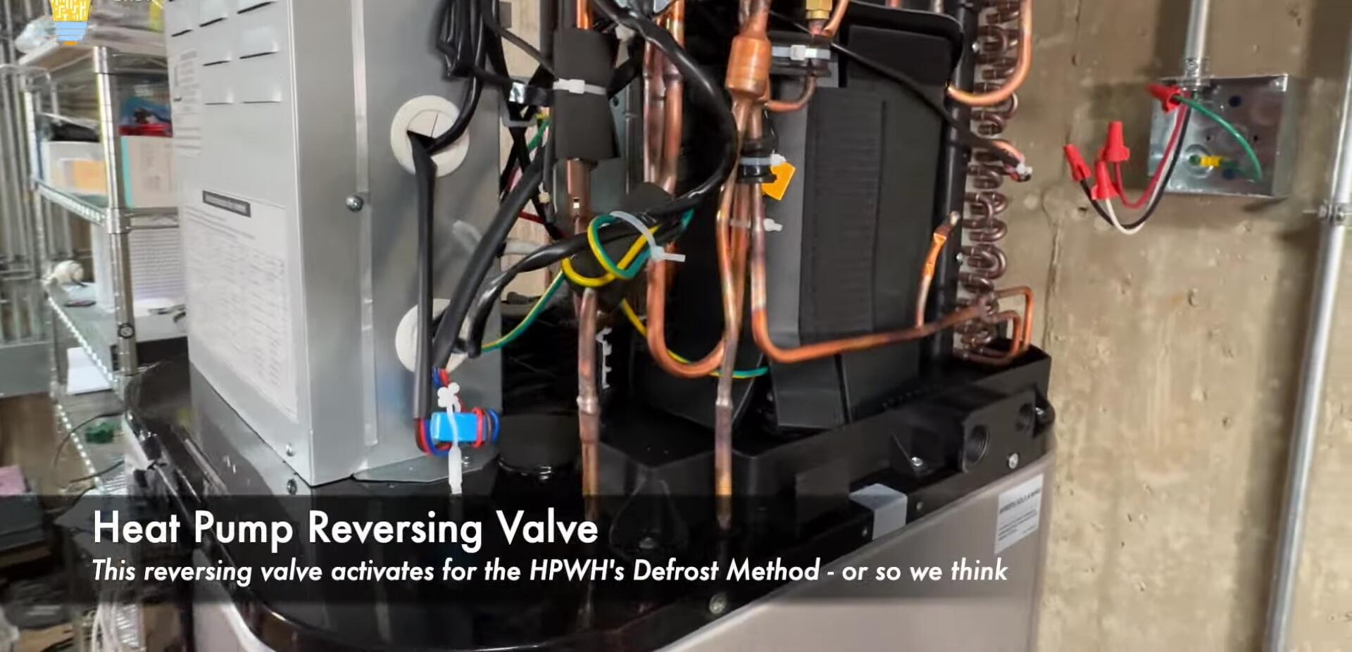 Close-up of the reversing valve inside the water heater