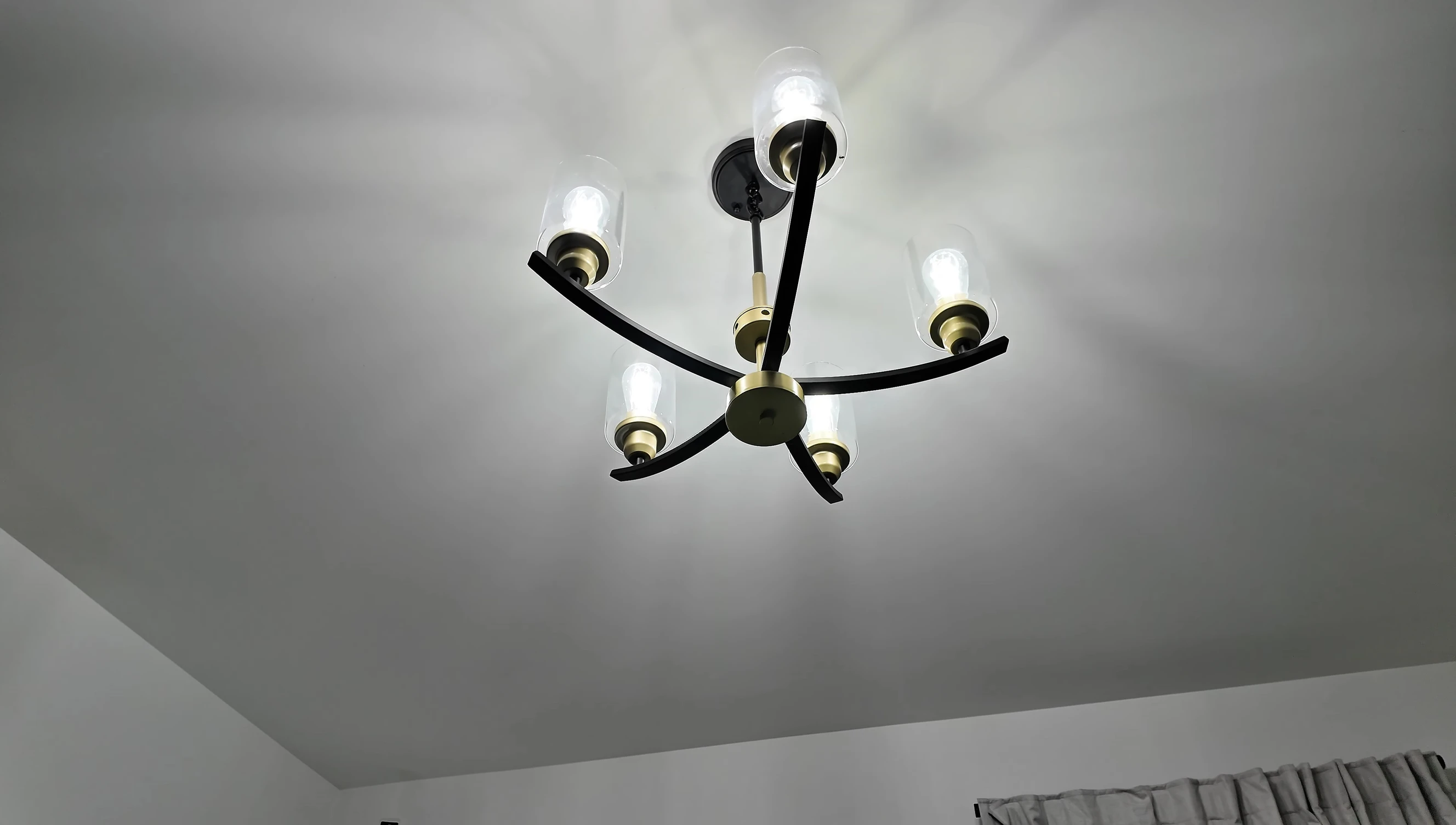 Close-up shot of the dressing room lighting fixtures