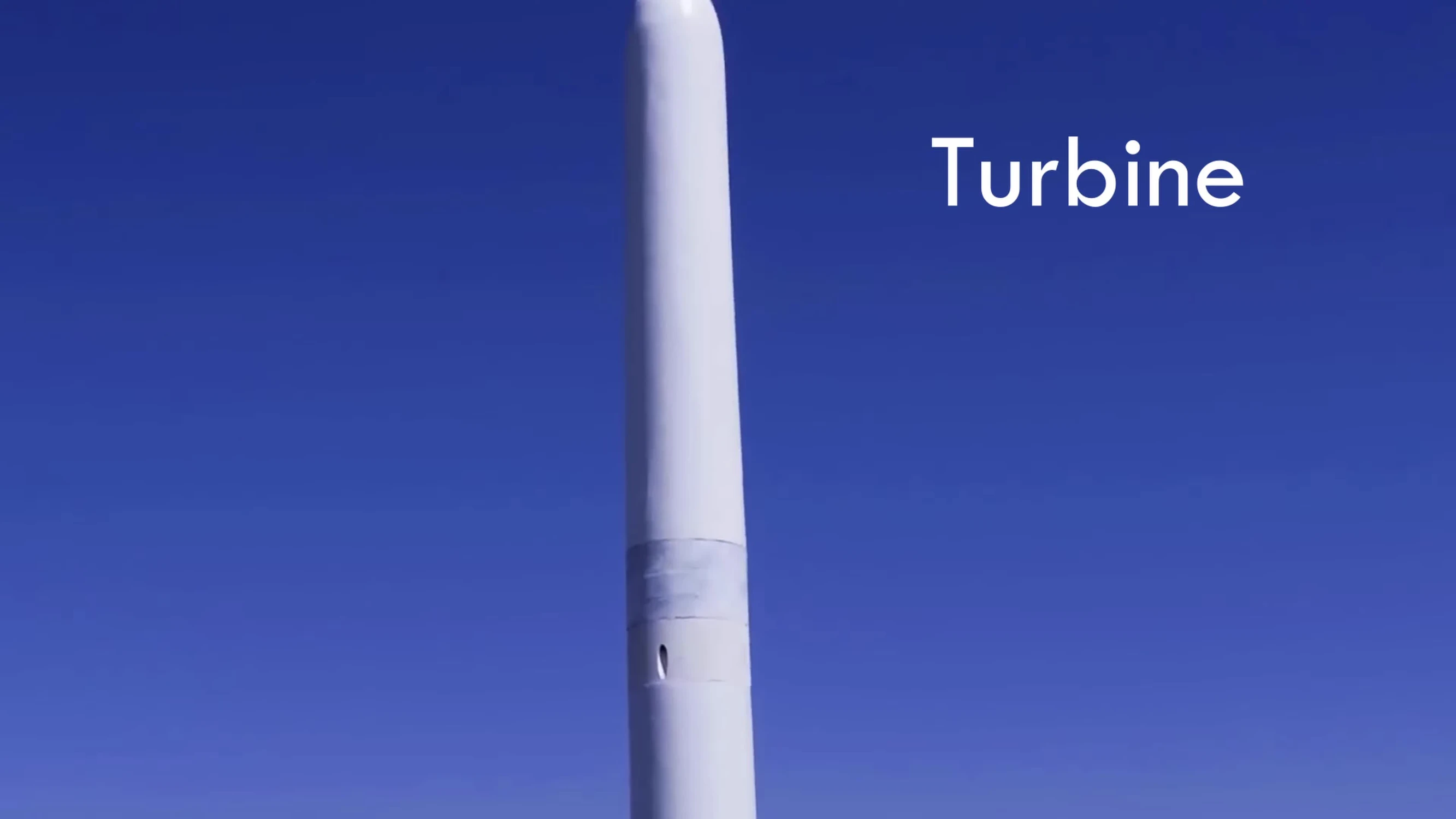 A close-up of the Vortex Bladeless turbine, highlighting its sleek, cylinder design.