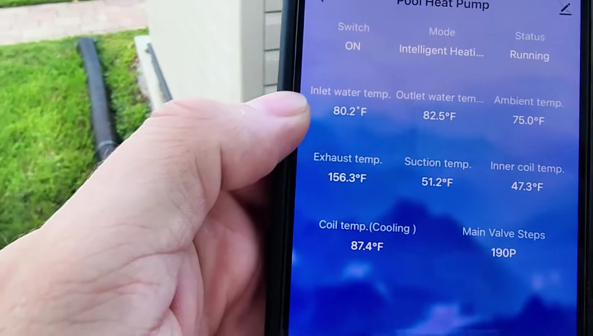 The app showing real-time data and operational status