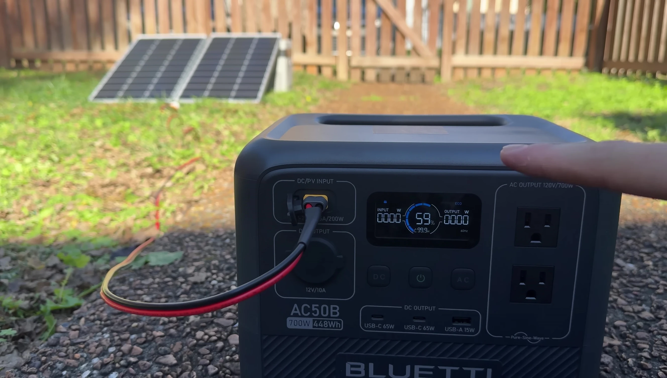 Solar panels charging the power station