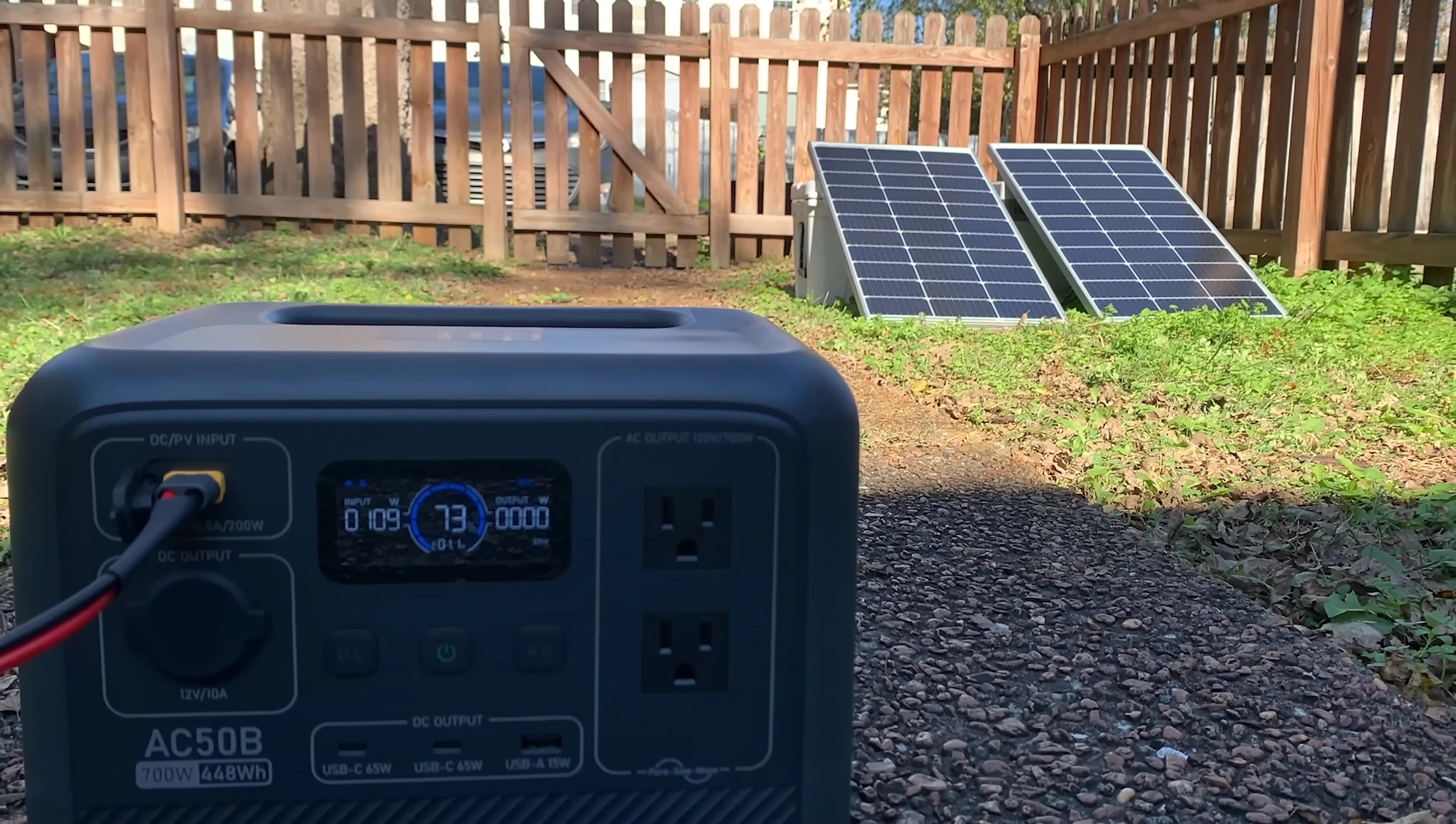 Power station charge level after 1 hour of solar charging