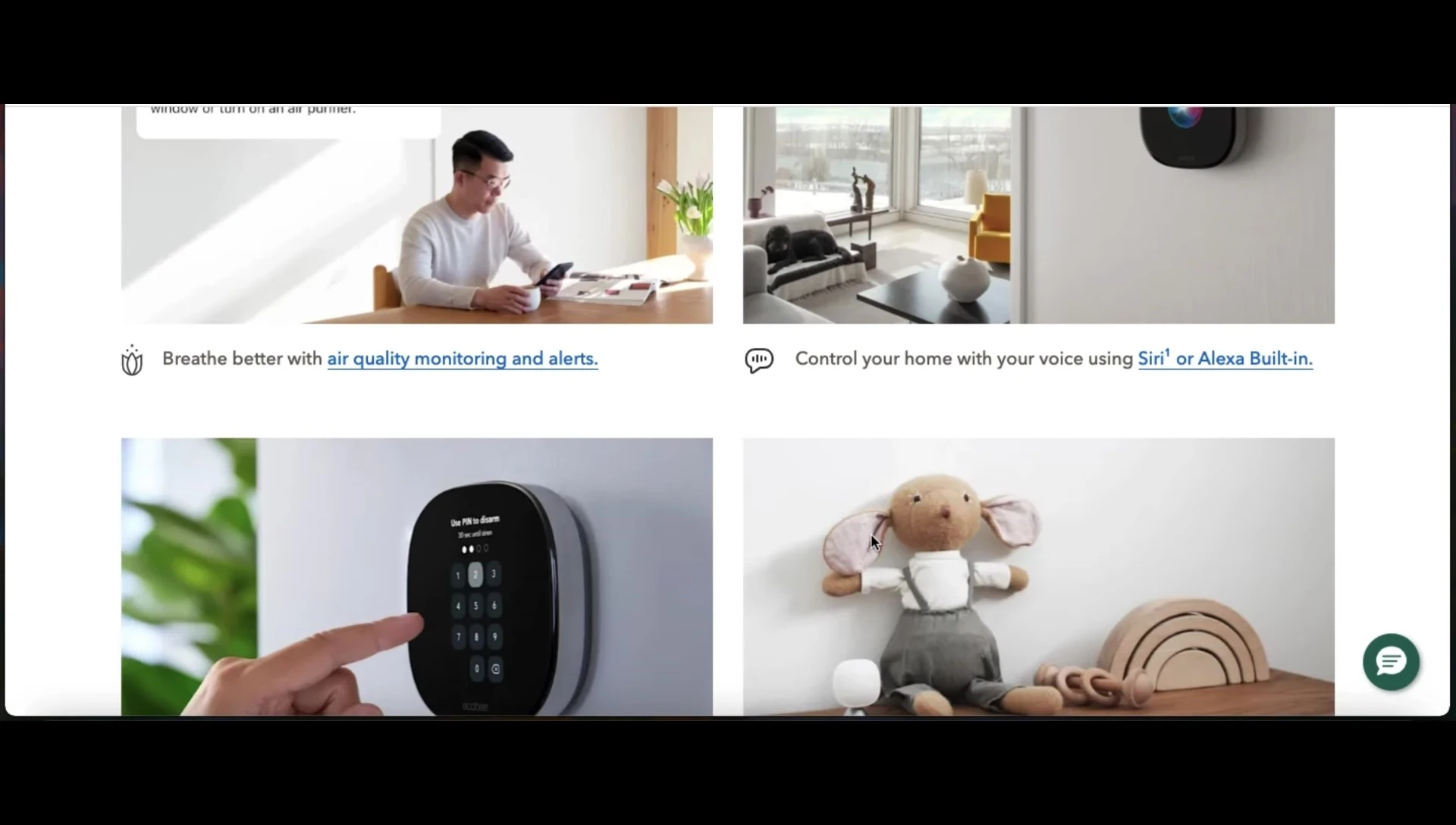Close-up of the EcoB Smart Thermostat showing sensor details