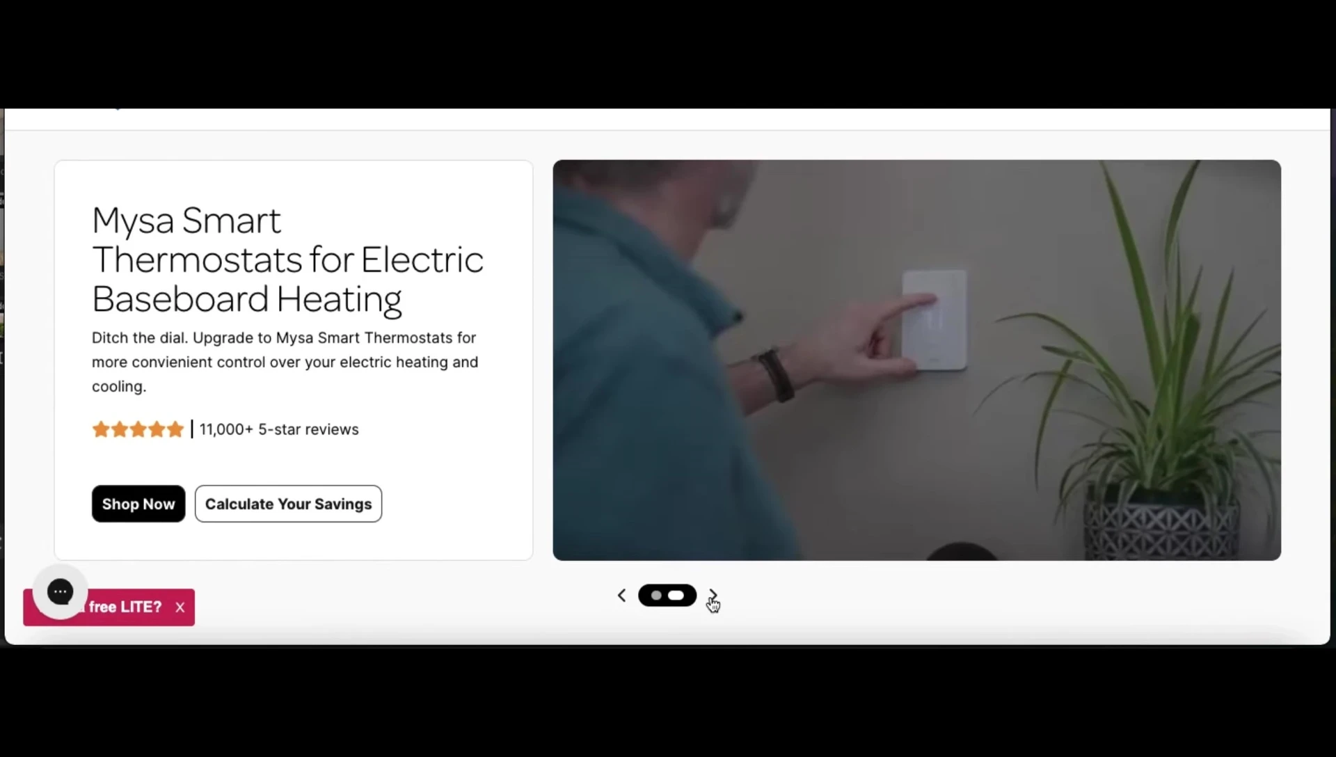 The MSA smart thermostat interface shown on a phone screen