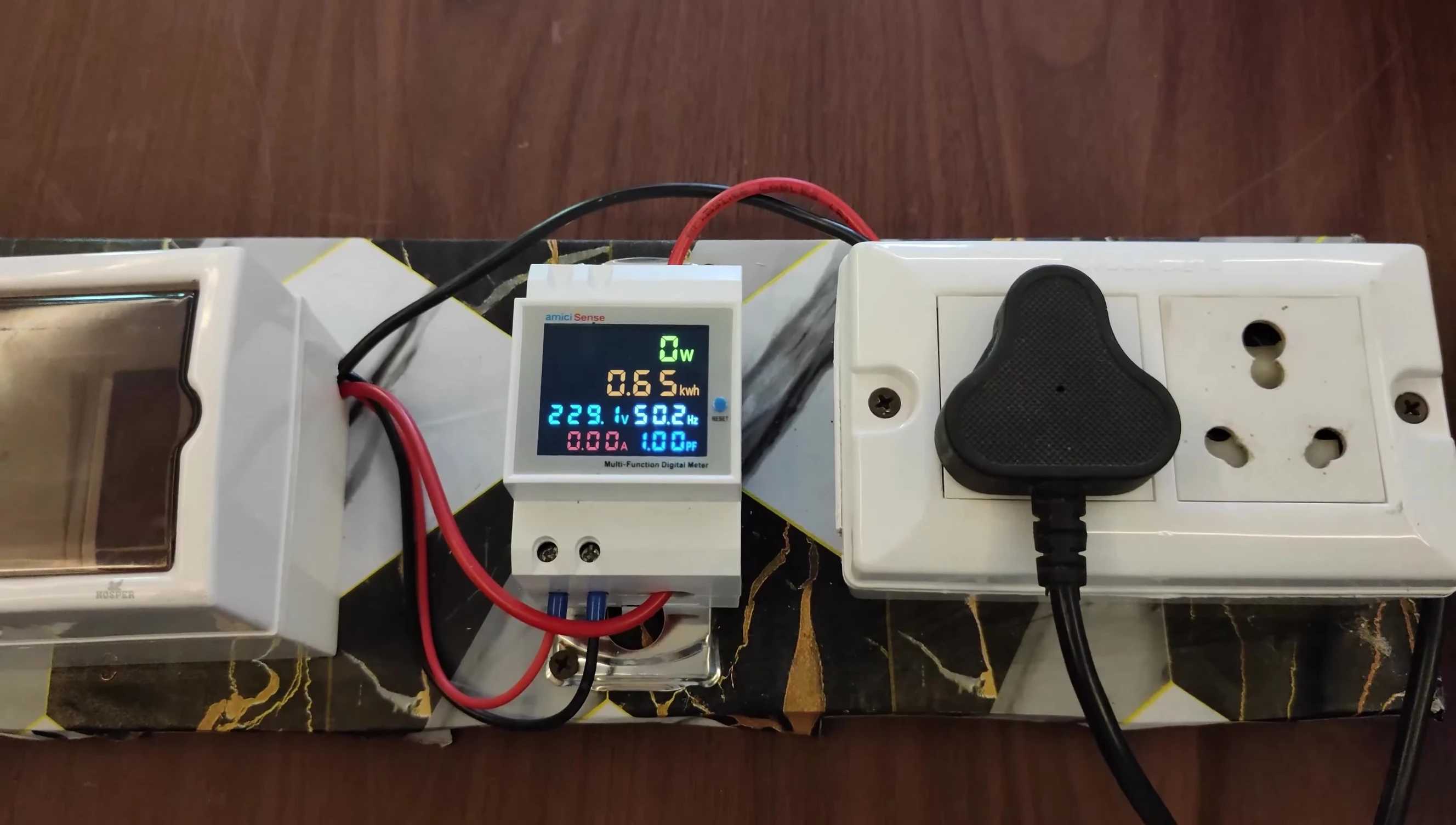 The room heater being connected and tested.