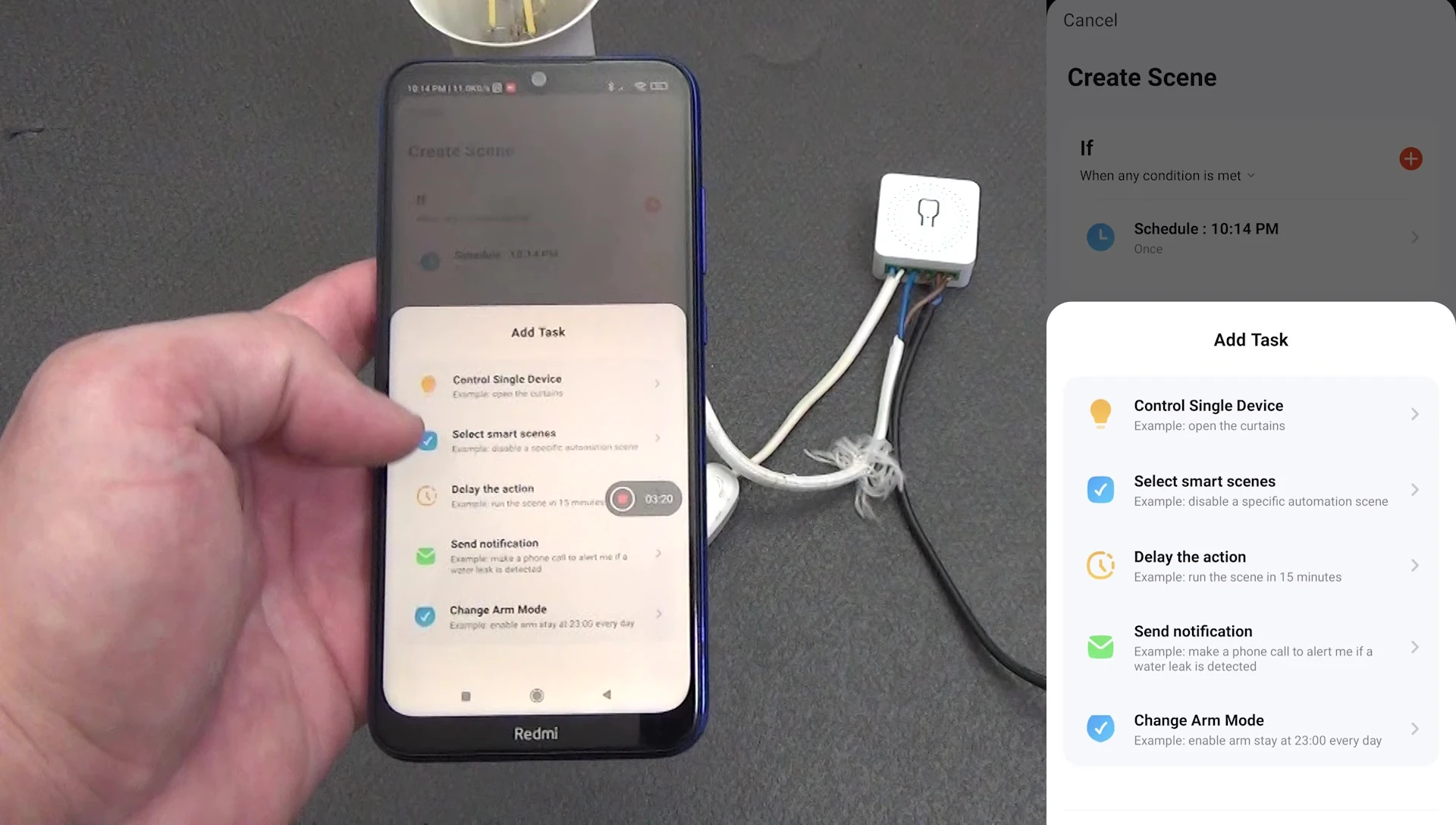 Automation action options