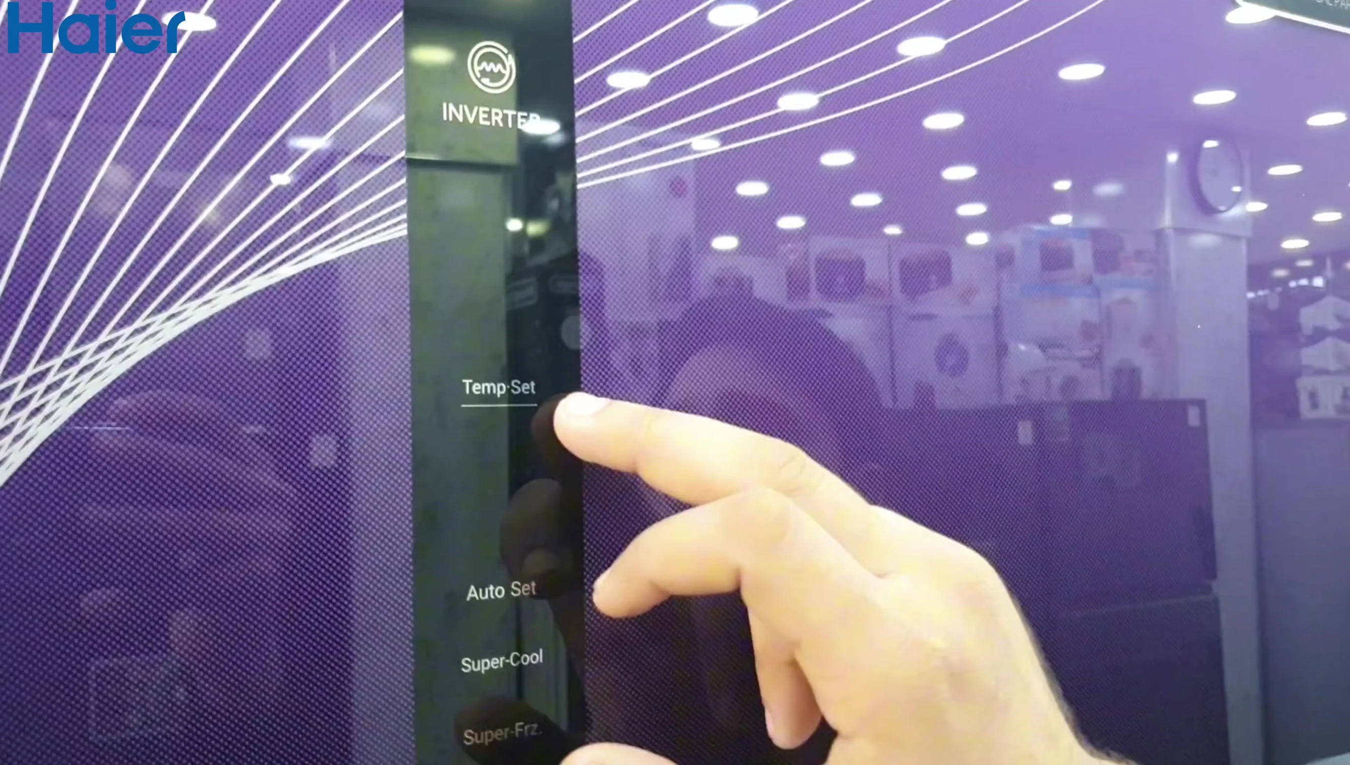 The digital touch panel with temperature settings and other options