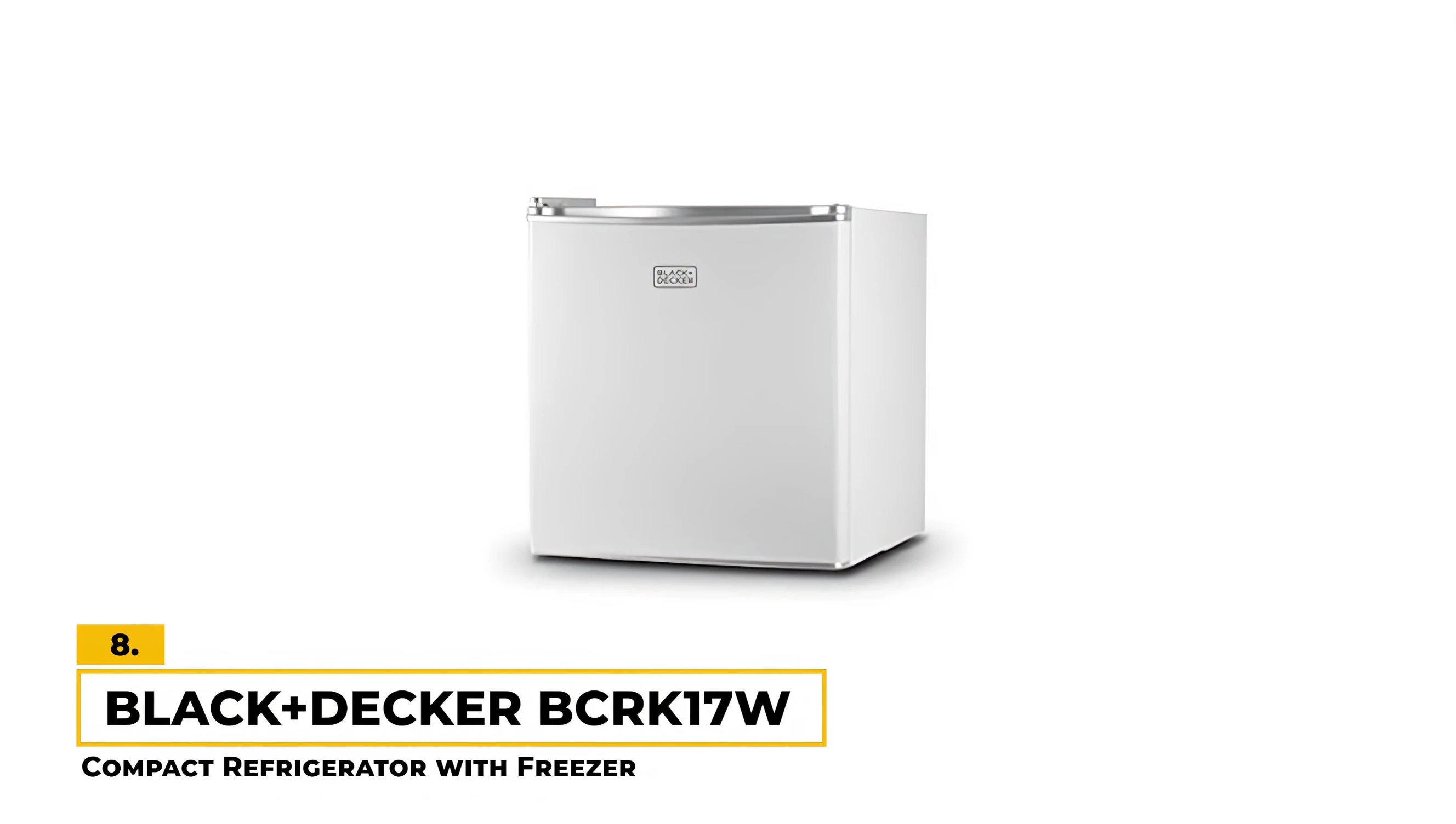 Black & Decker BCRK17W mini fridge showcasing its compact design.