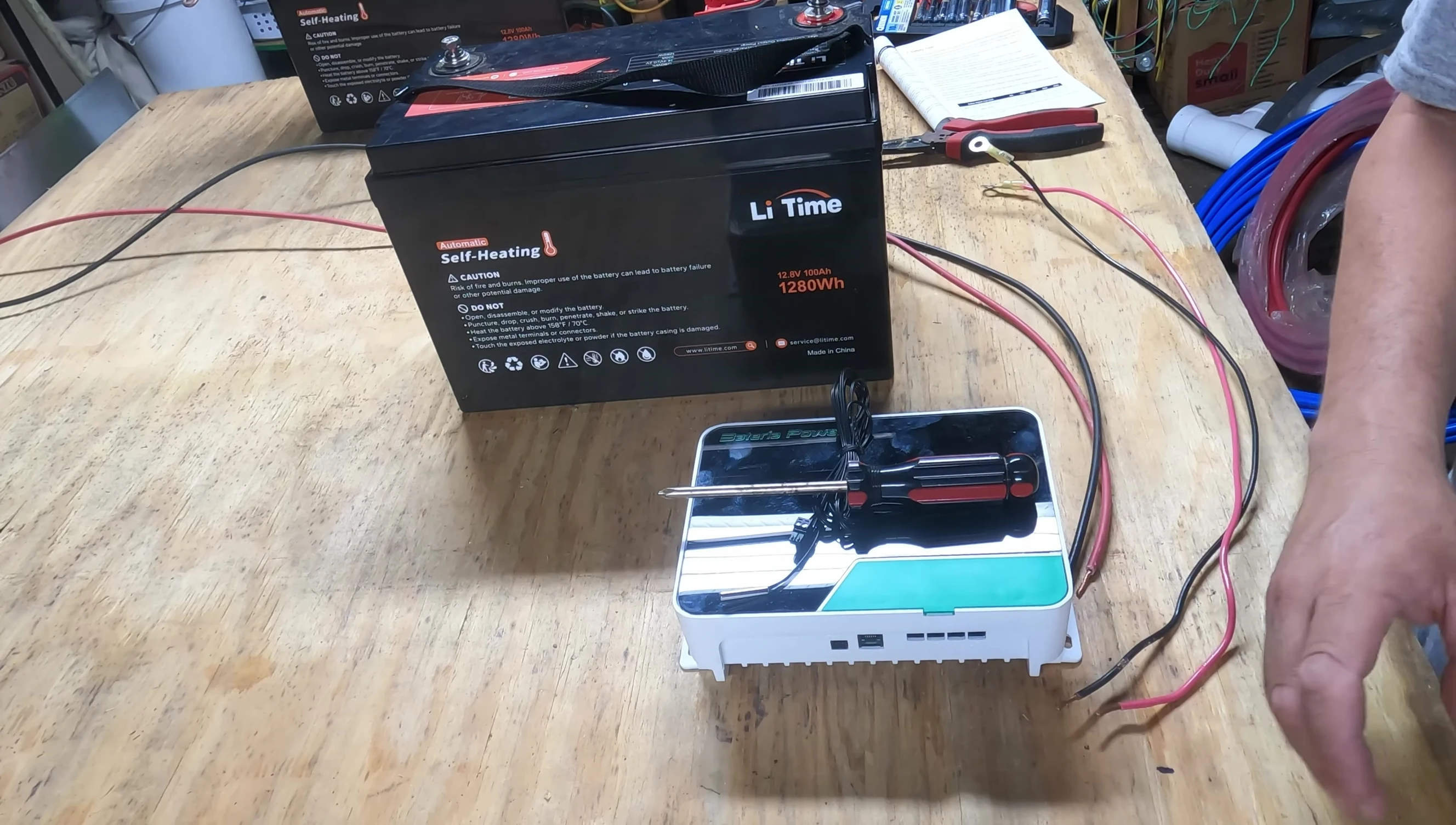Various wiring components used in the installation