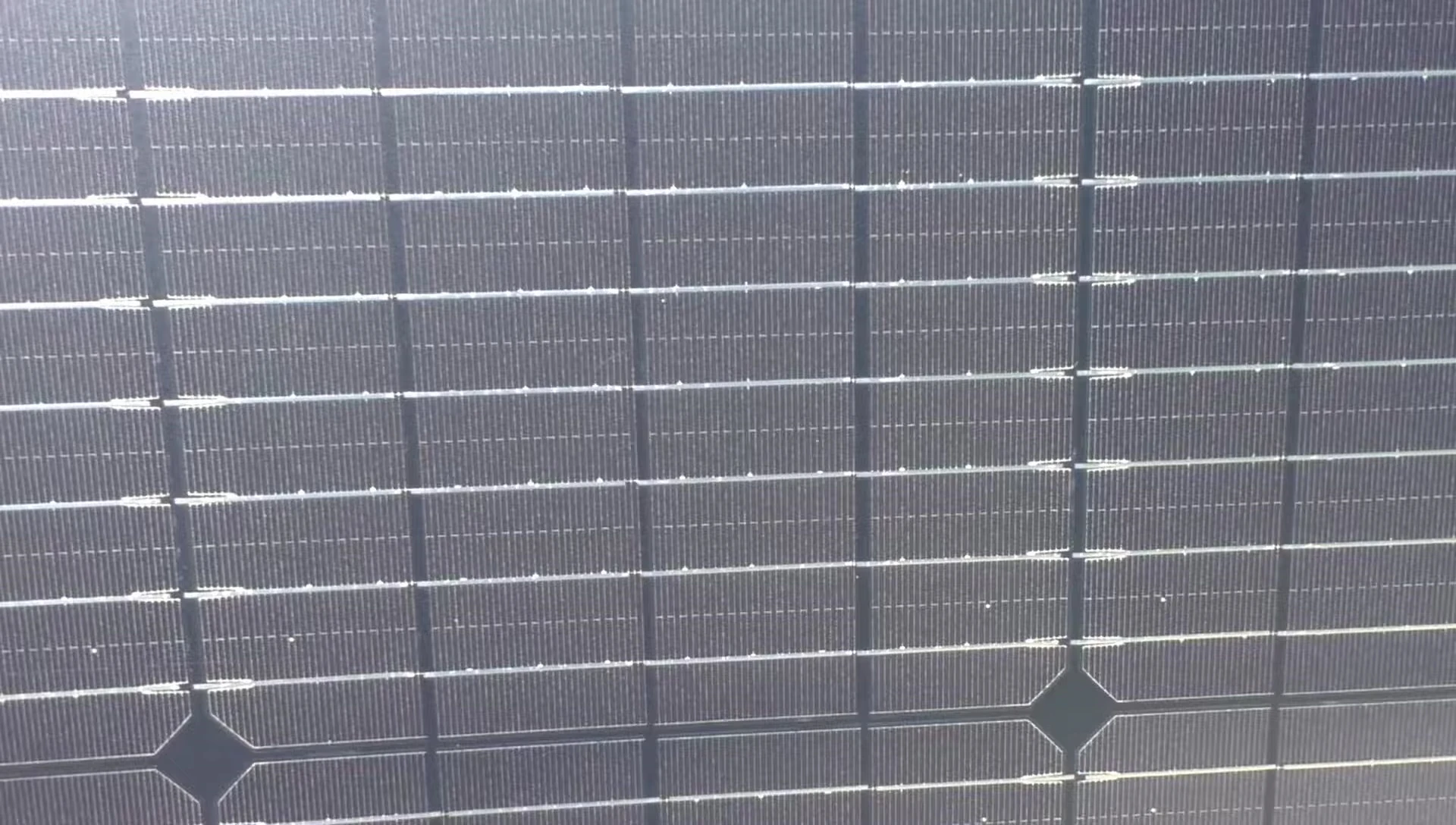 Close-up of the solar panel showing its monocrystalline cells