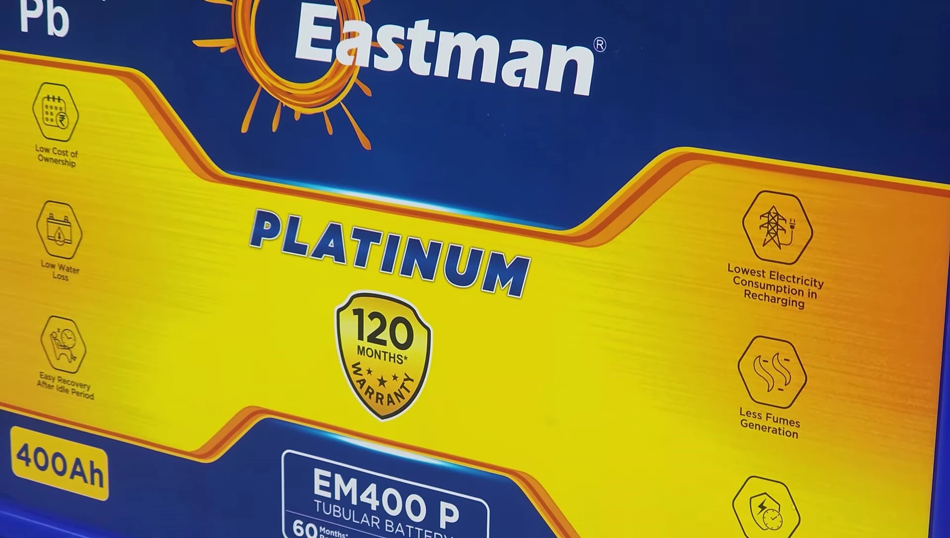 Close-up of the Eastman 400Ah battery