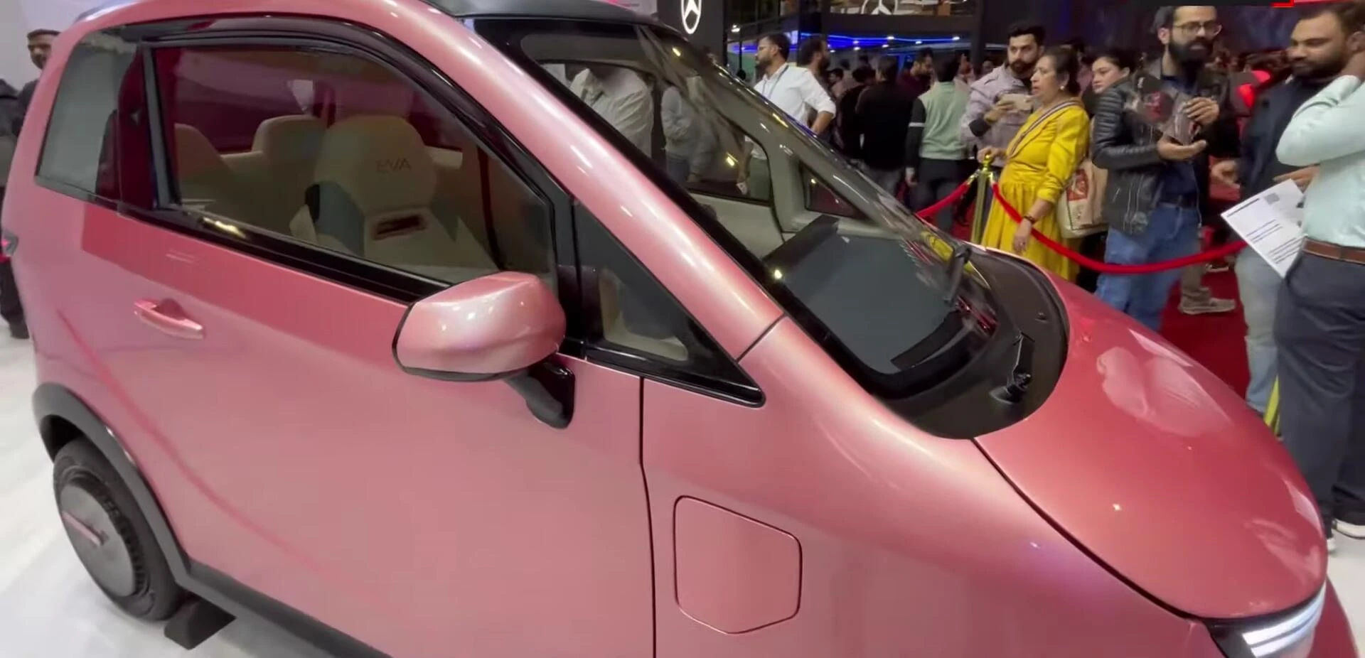 Side view of the car showcasing the charging port location.