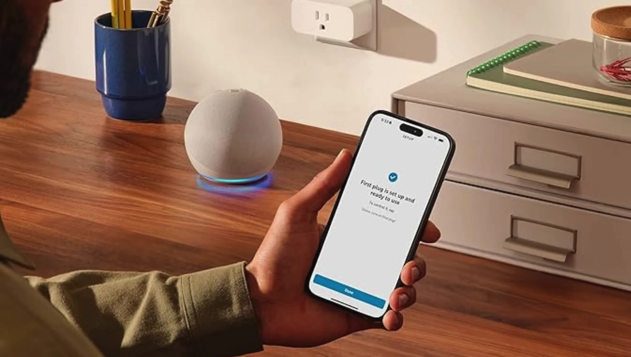 Screenshot of the Alexa app showing the Amazon Smart Plug setup process.