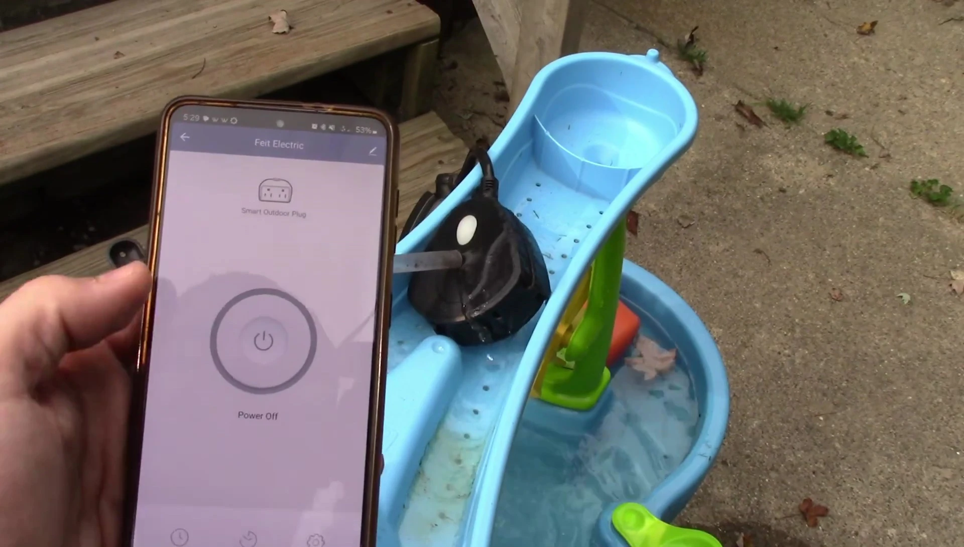 The smart plug after the water test, still functioning