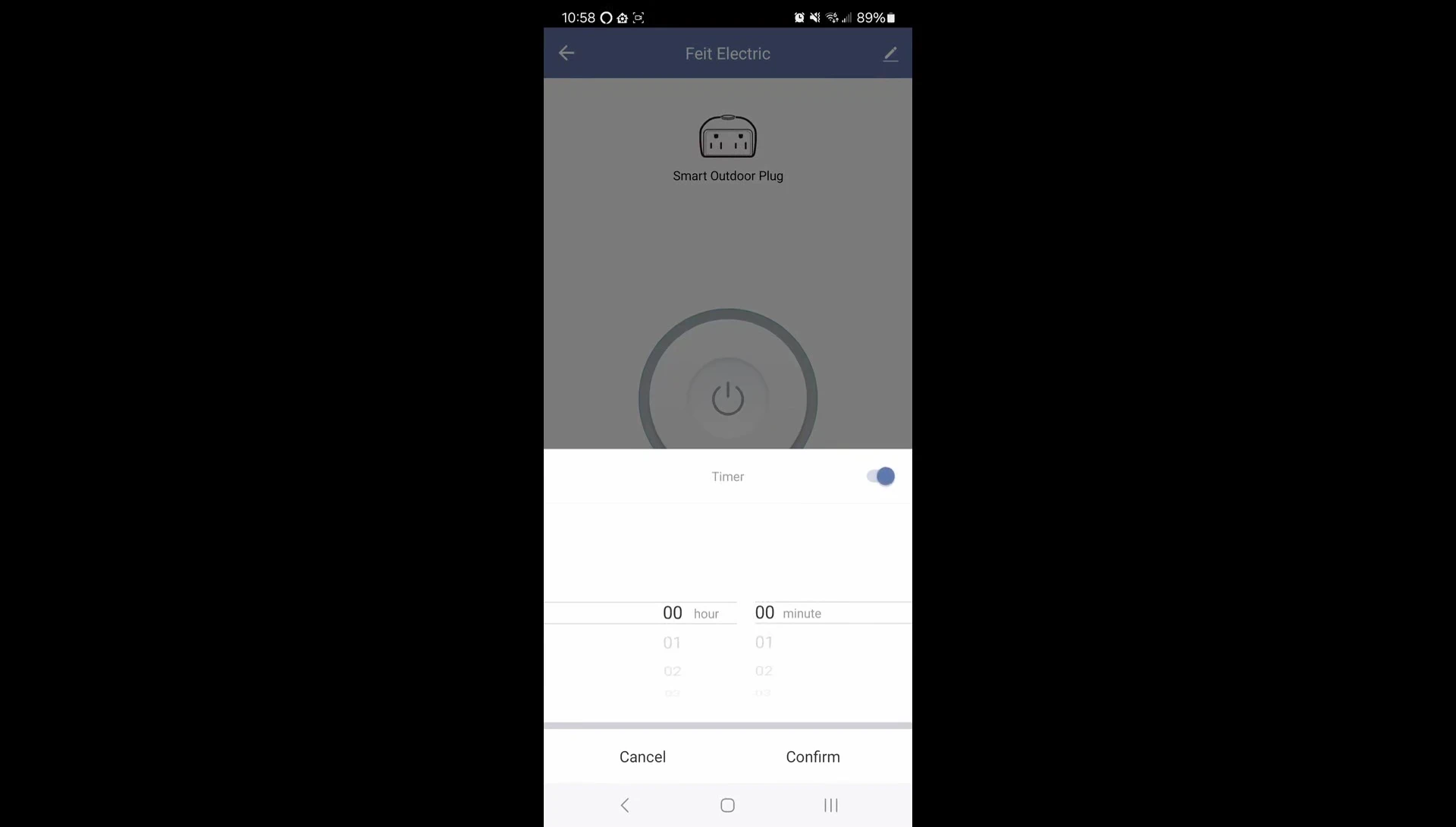 Screenshot of the app's timer and scheduling feature