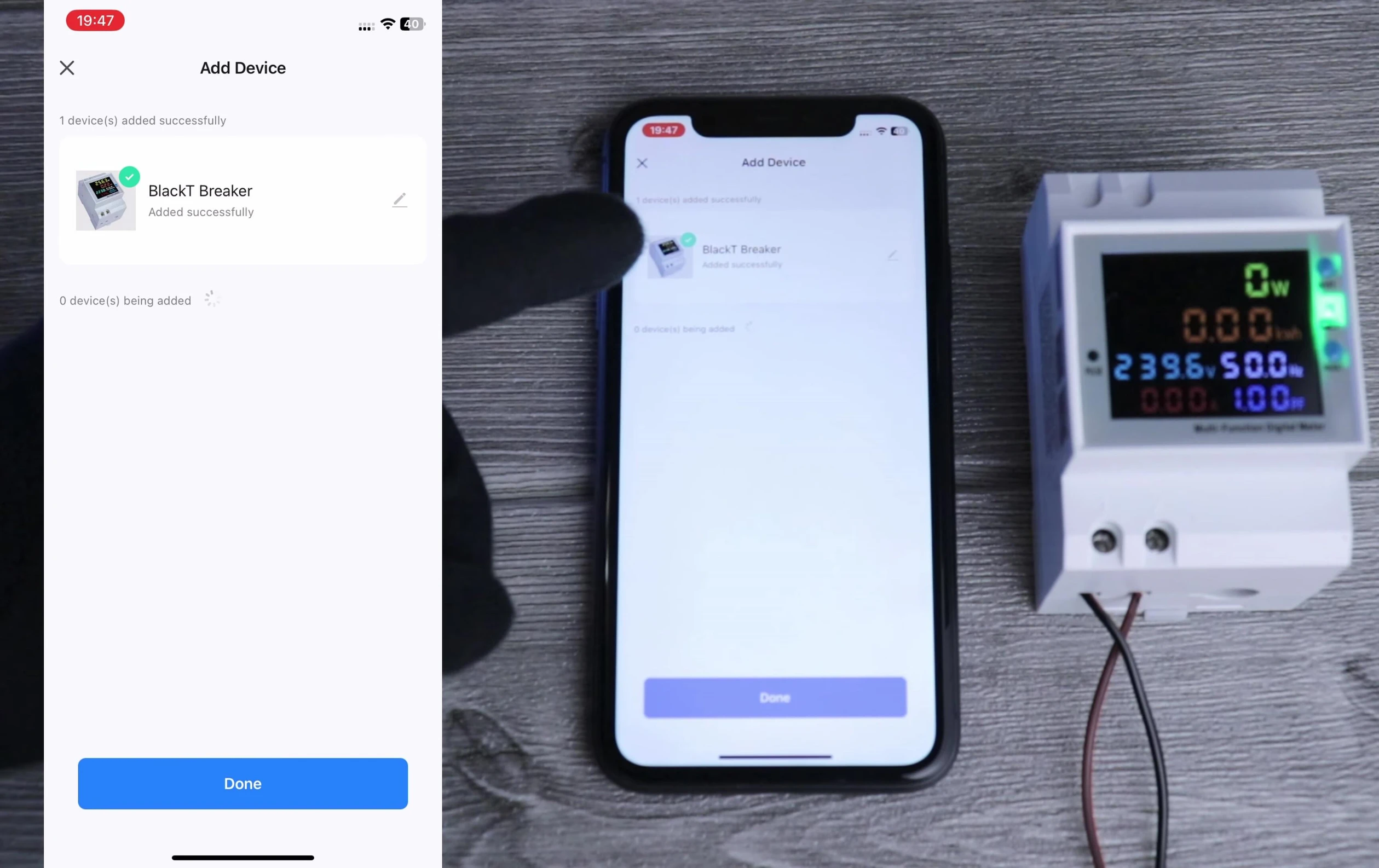 Screenshot of the app displaying individual parameter data