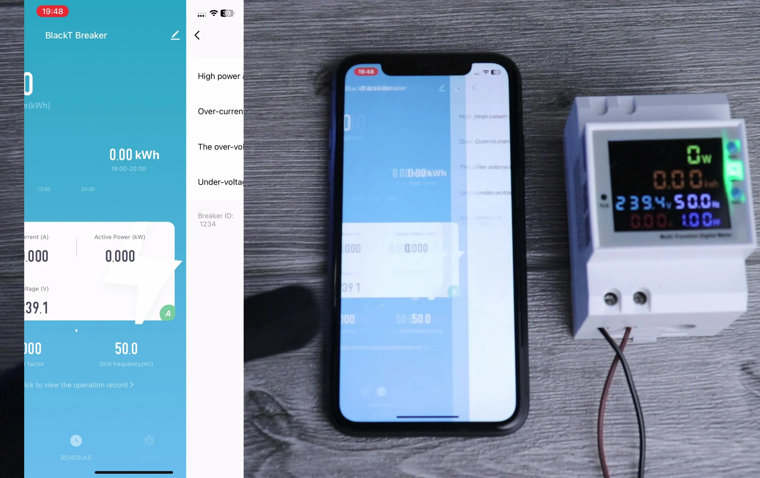 Screenshot of the app showing settings and thresholds