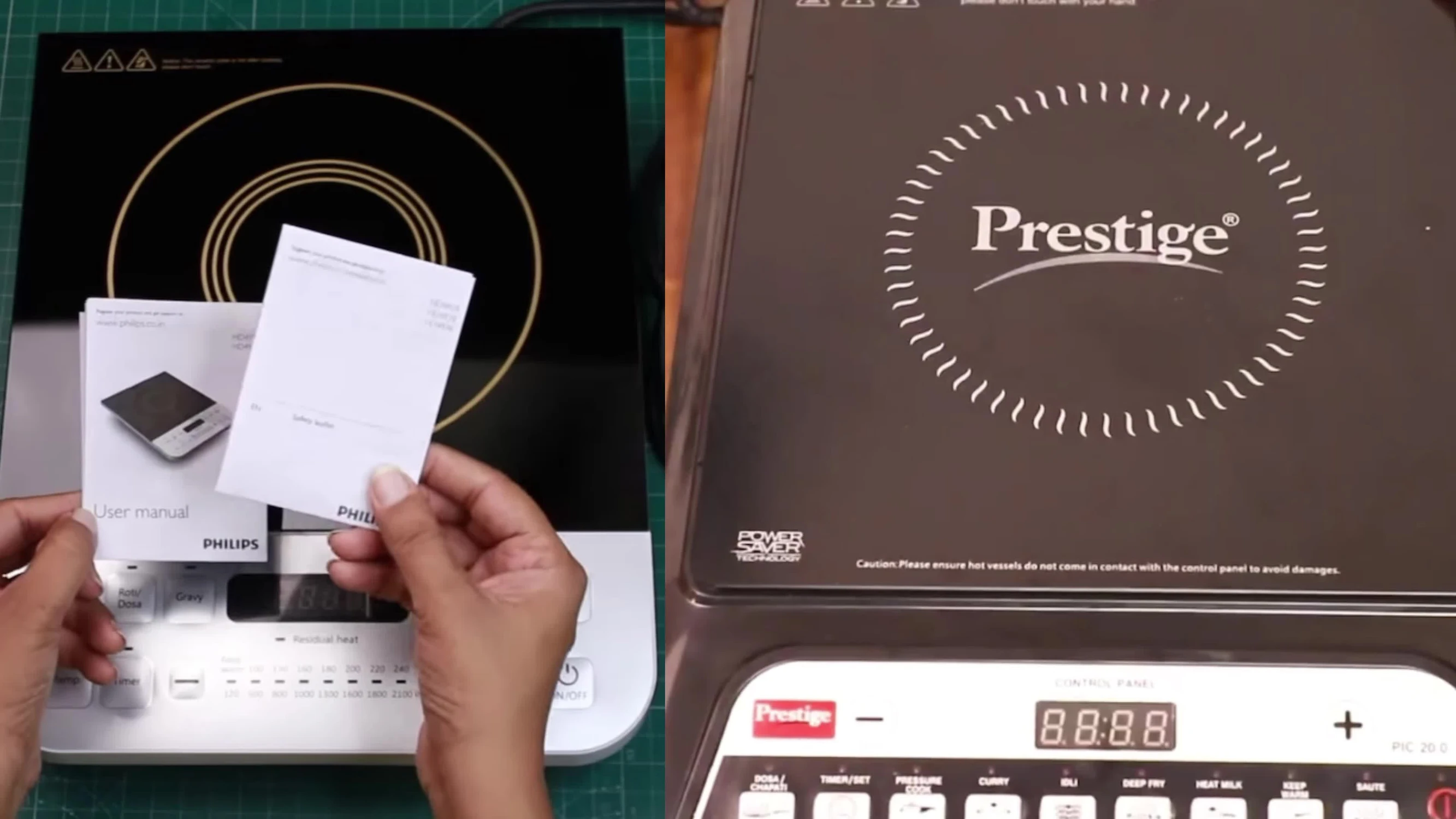 Close-up shot of wattage specifications on an induction cooktop
