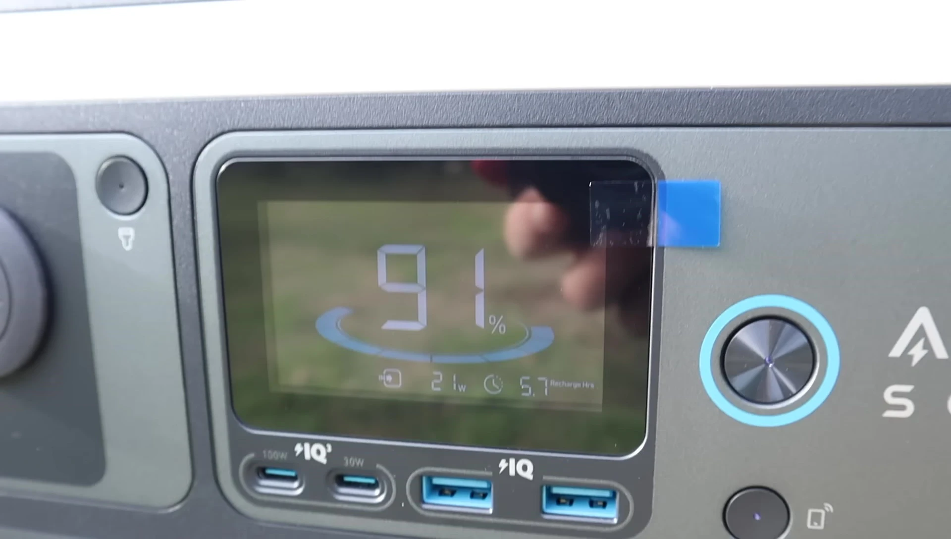 The solar panel's power output under partially sunny conditions.