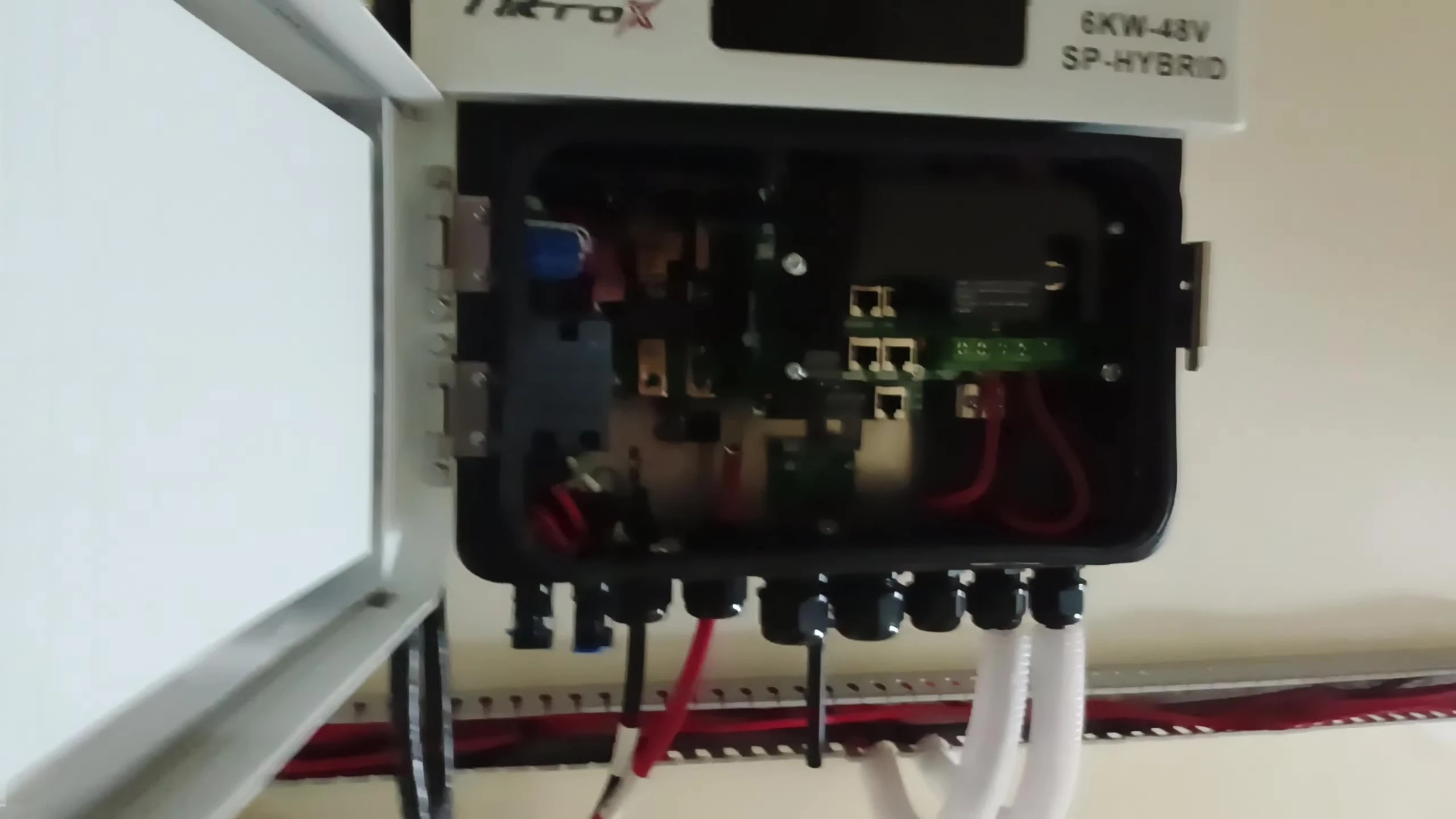 Close-up of wiring and breakers