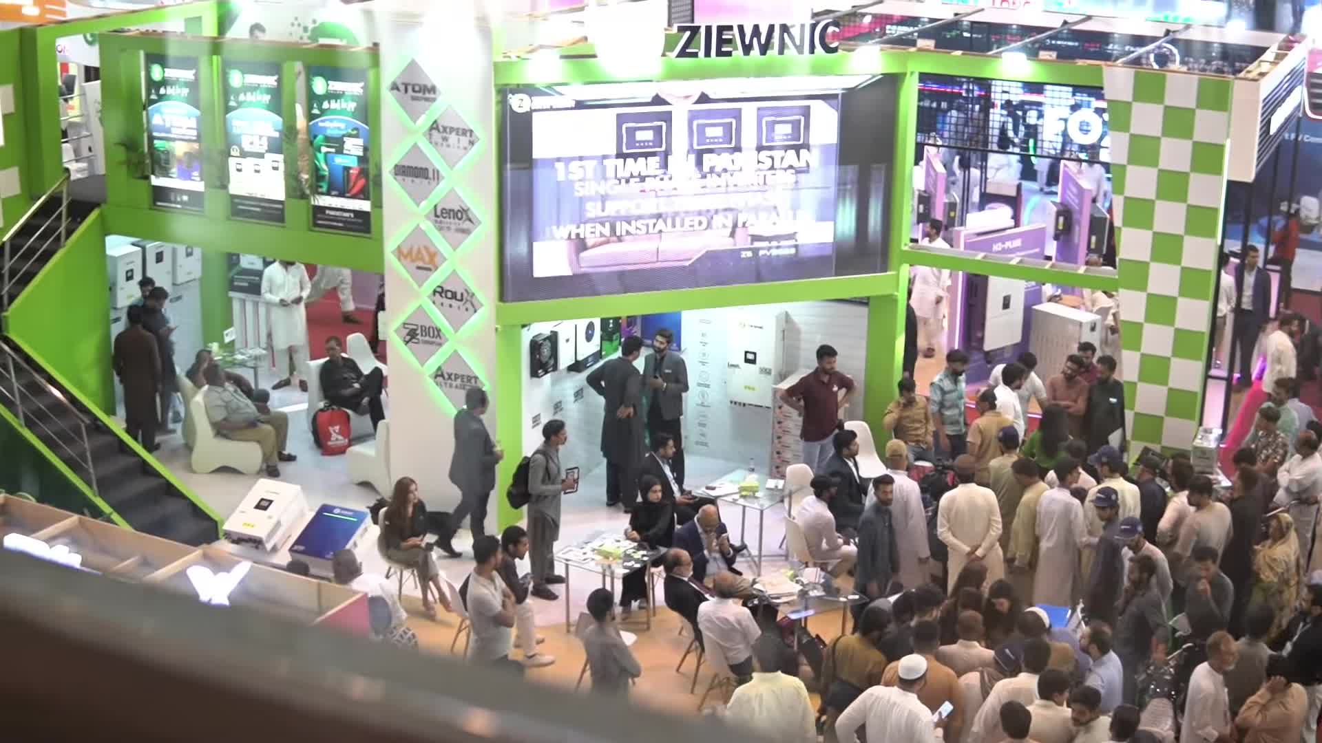 View of Zani's booth with various products displayed