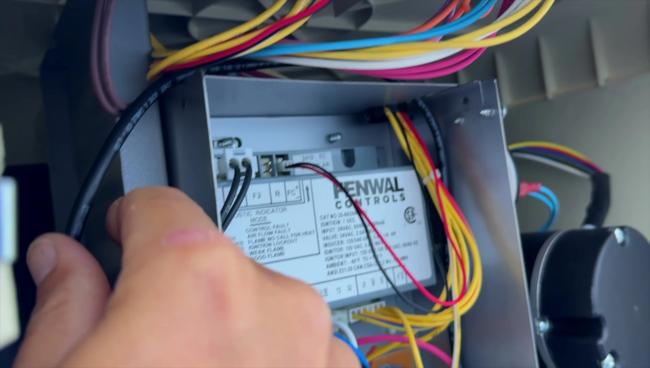 MasterTemp heater panel with communication wire connections.