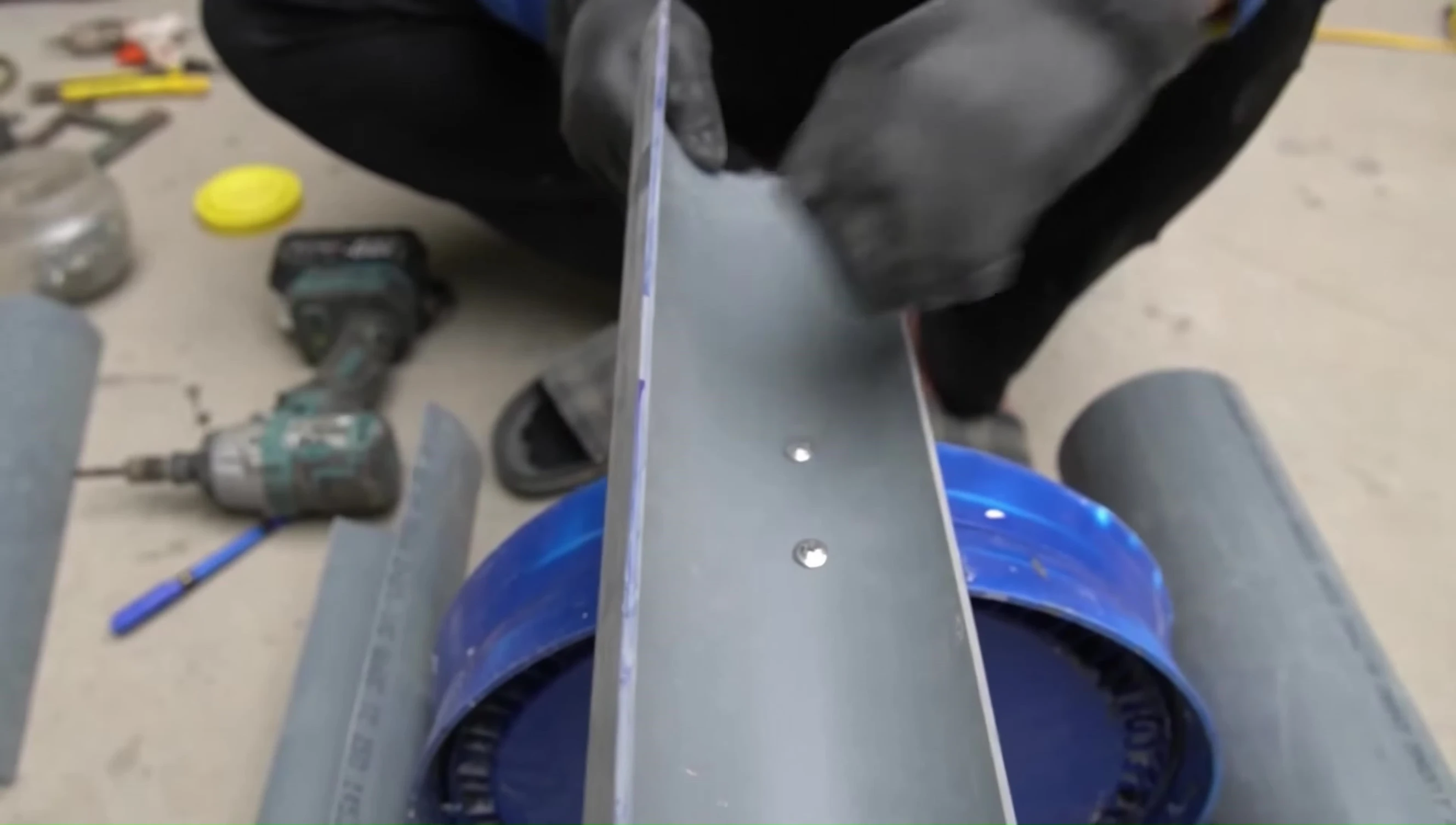 Close-up shot of the wind turbine after initial assembly.