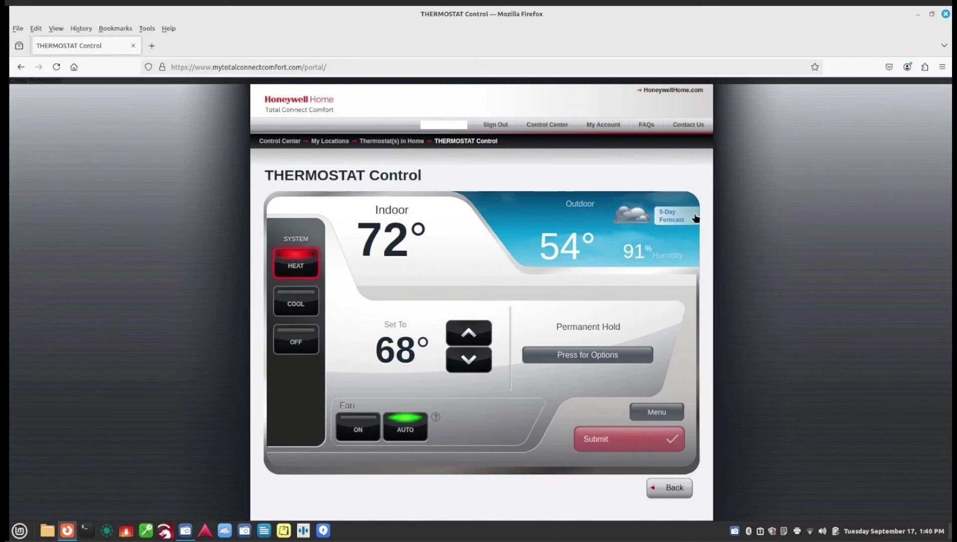 The Honeywell Home app on a smartphone